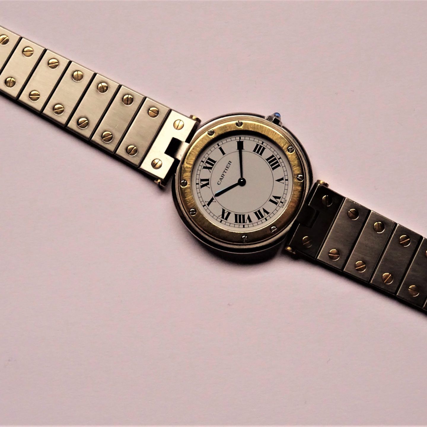 Cartier Santos 8192 (1985) - White dial 33 mm Gold/Steel case (3/8)