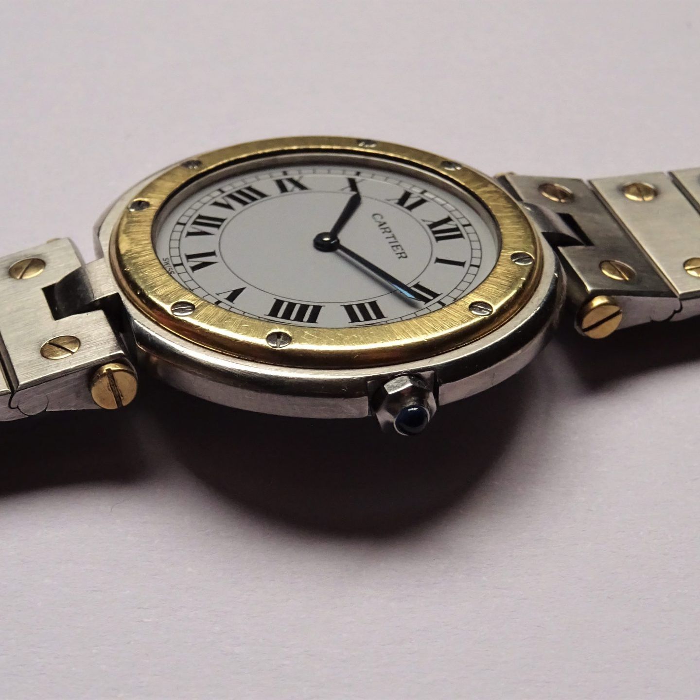 Cartier Santos 8192 (1985) - White dial 33 mm Gold/Steel case (5/8)