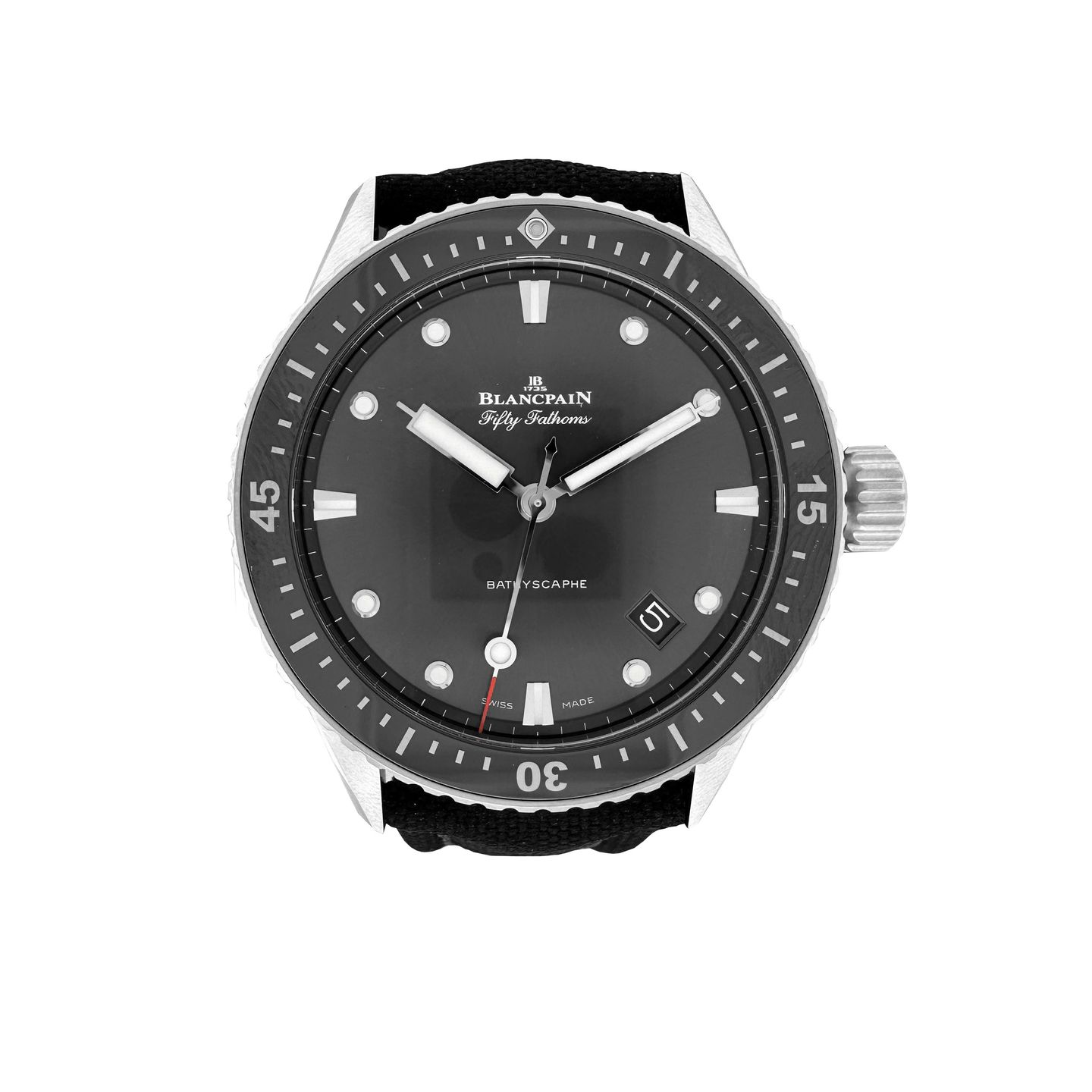 Blancpain Fifty Fathoms Bathyscaphe 5000-1110-b52a (2024) - Grijs wijzerplaat 43mm Staal (2/7)