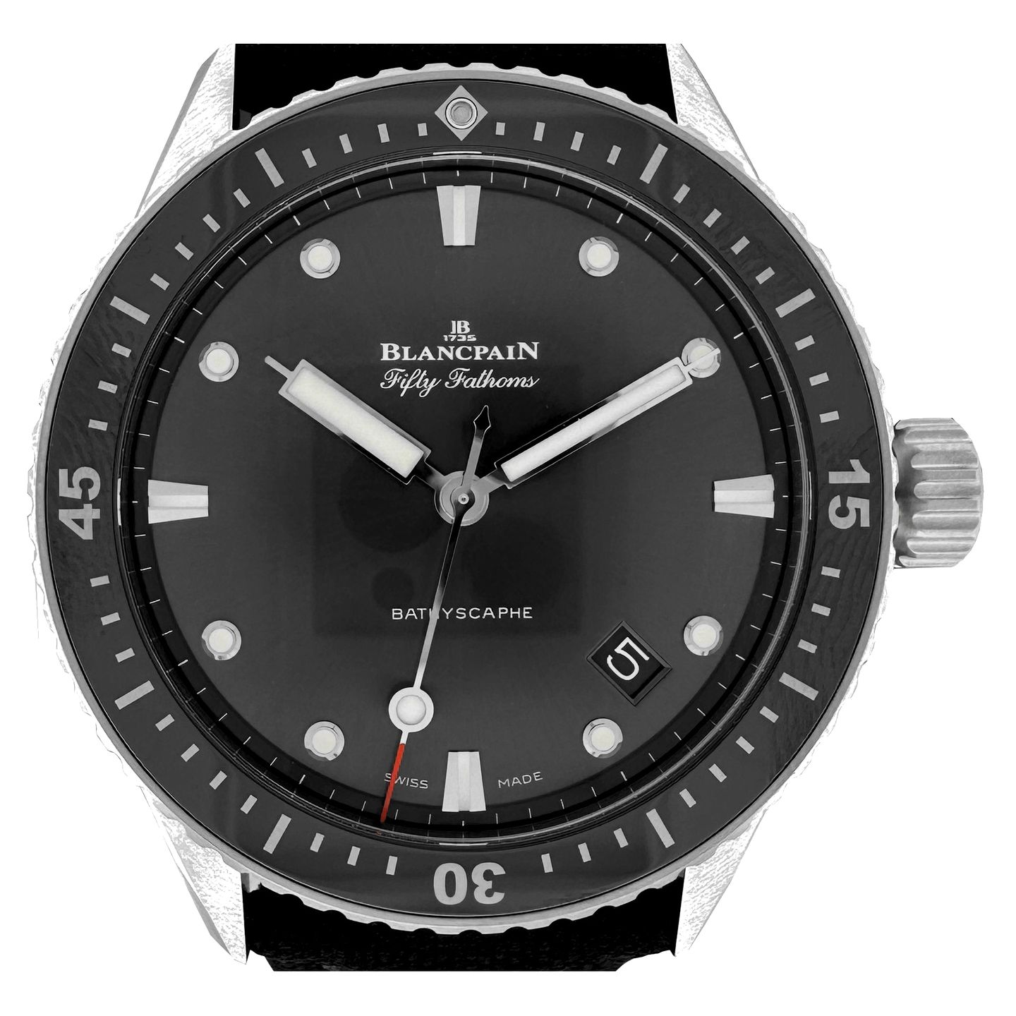 Blancpain Fifty Fathoms Bathyscaphe 5000-1110-b52a (2024) - Grijs wijzerplaat 43mm Staal (1/7)