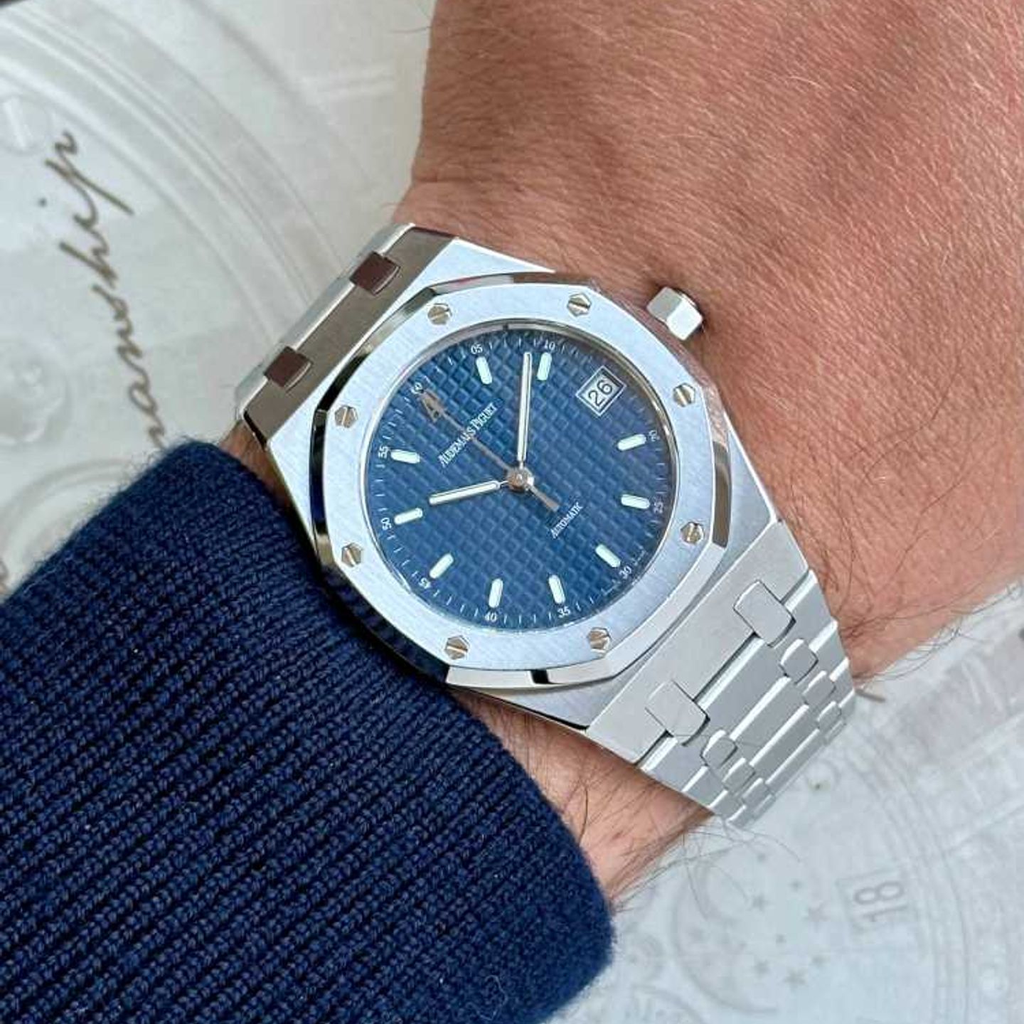 Audemars Piguet Royal Oak 14790 (2001) - Blauw wijzerplaat 36mm Staal (2/8)