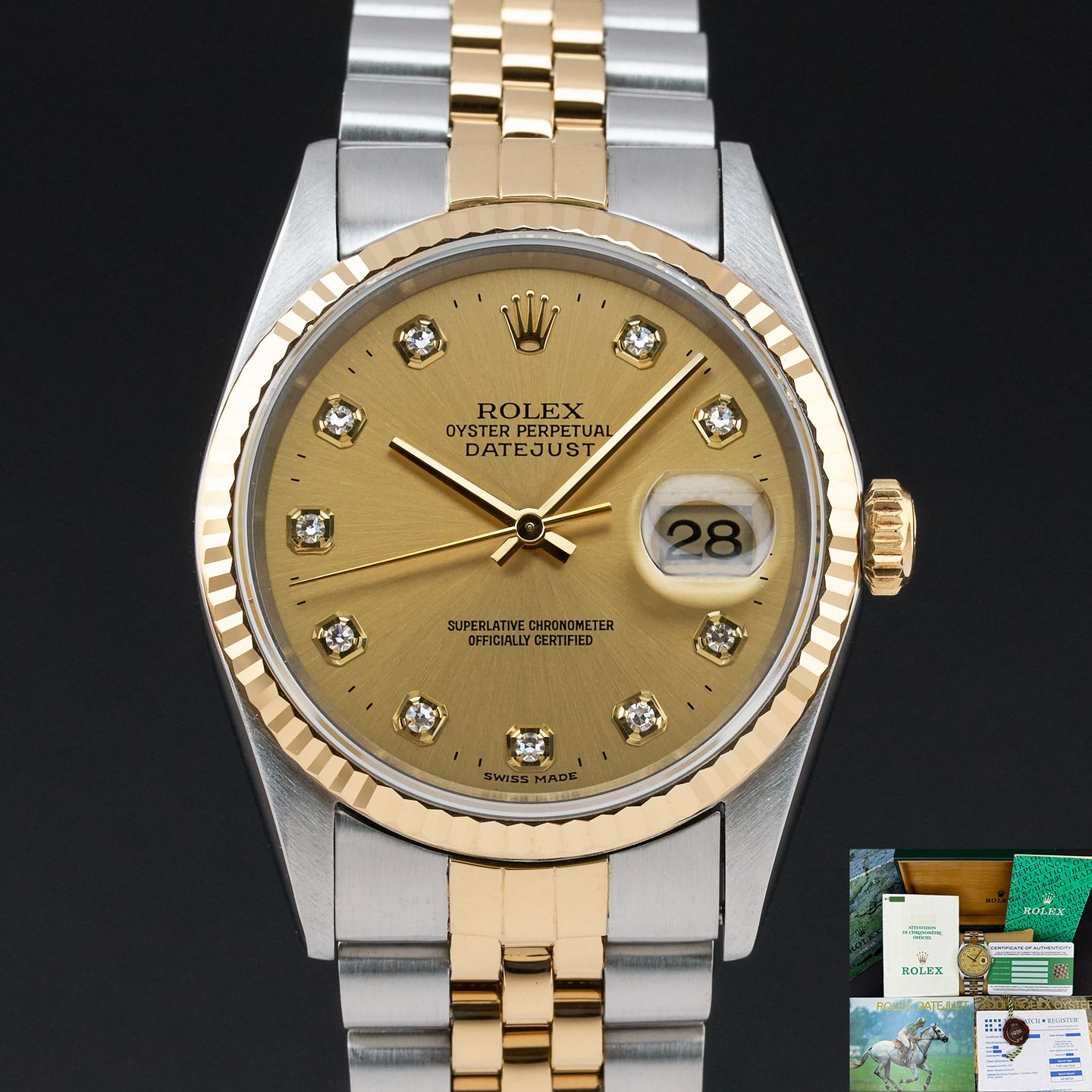Rolex Datejust 36 16233 (1995) - Champagne dial 36 mm Gold/Steel case (1/8)