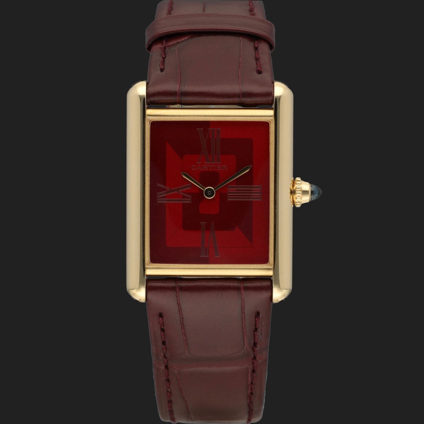 Cartier Tank Louis Cartier WGTA0093 (2022) - Red dial 26 mm Yellow Gold case (3/8)