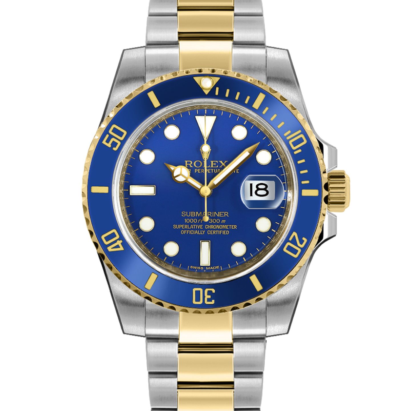 Rolex Submariner Date 116613LB (Onbekend (willekeurig serienummer)) - Blauw wijzerplaat 40mm Goud/Staal (1/8)