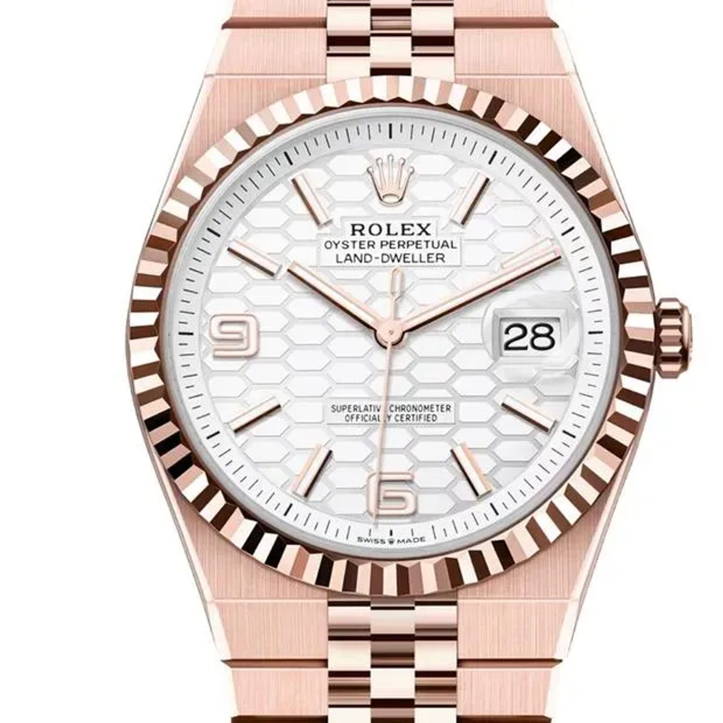 Rolex Land-Dweller 40 127335 (2025) - White dial 40 mm Rose Gold case (3/6)