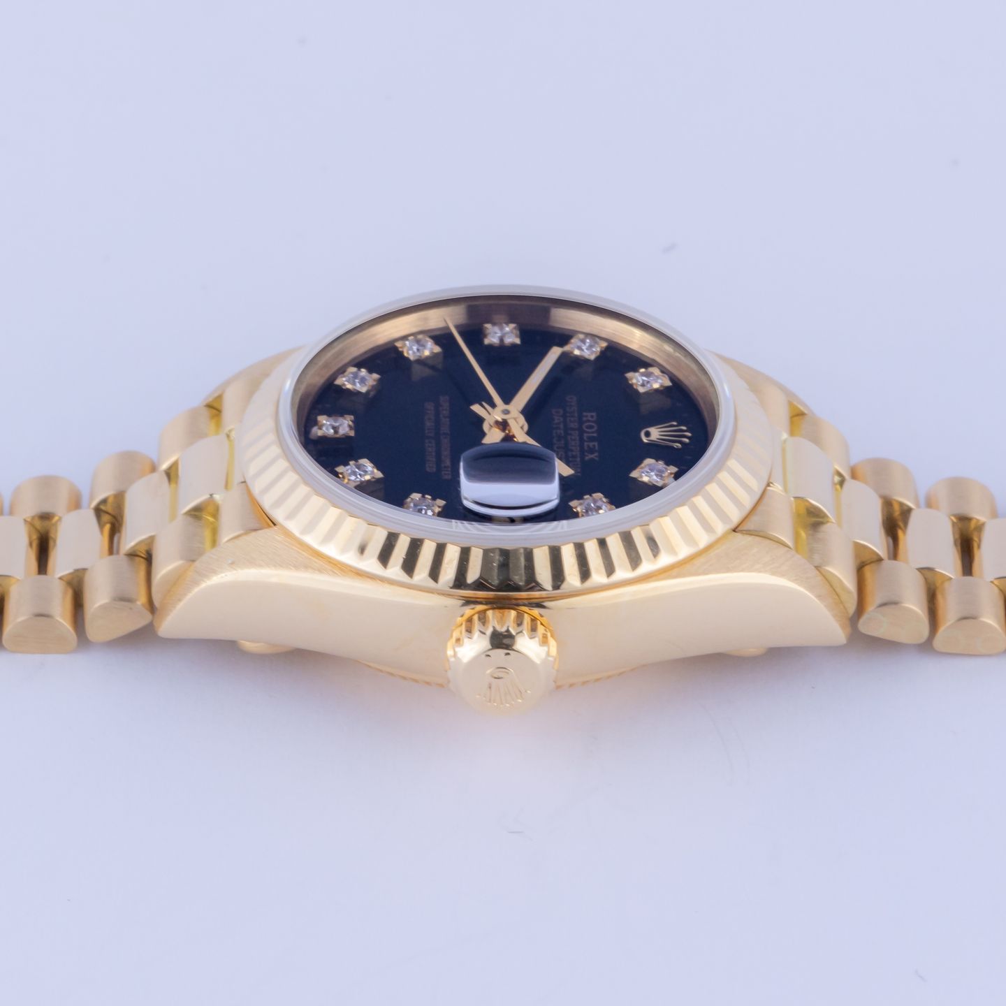 Rolex Lady-Datejust 69178 (1991) - Black dial 26 mm Yellow Gold case (6/8)