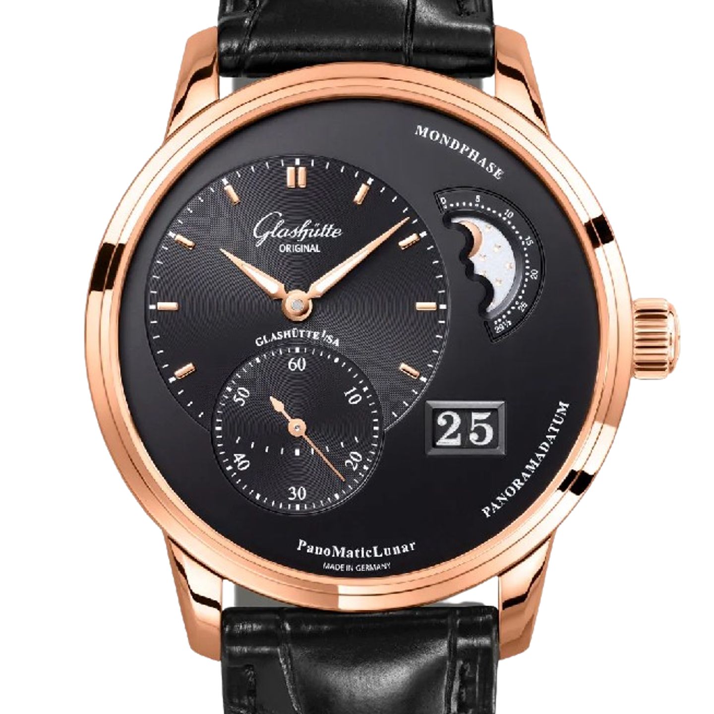 Glashütte Original PanoMaticLunar 1-90-02-49-35-61 (2024) - Black dial 40 mm Red Gold case (1/1)