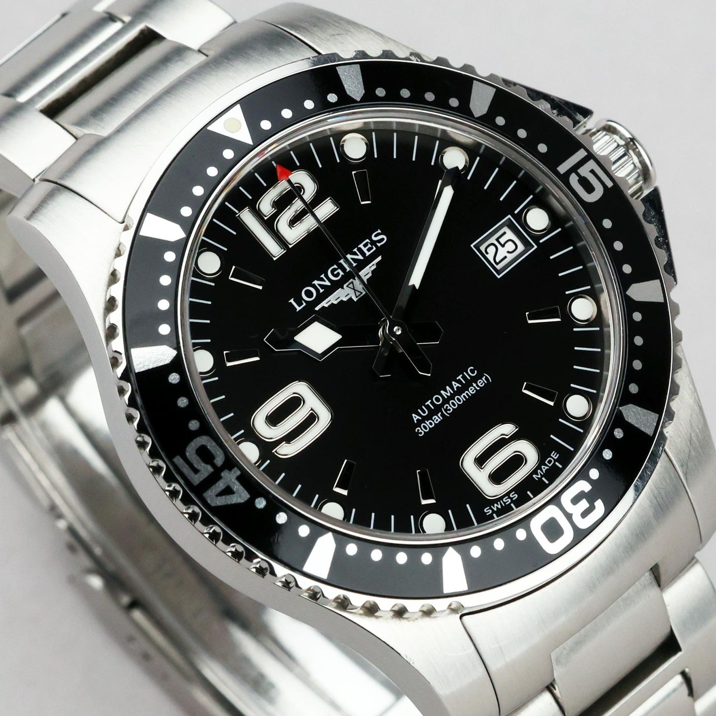 Longines HydroConquest L3.641.4.56.6 (Unknown (random serial)) - Black dial 39 mm Steel case (3/8)