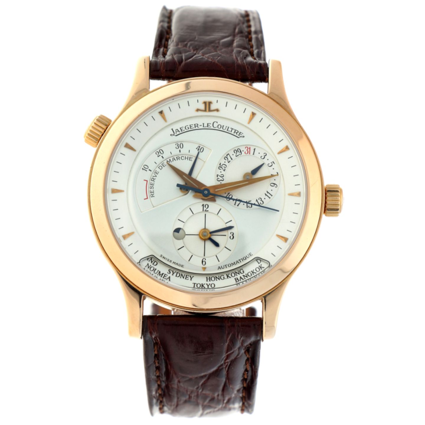 Jaeger-LeCoultre Master Geographic 142.2.92 (Unknown (random serial)) - Black dial 38 mm Rose Gold case (1/6)
