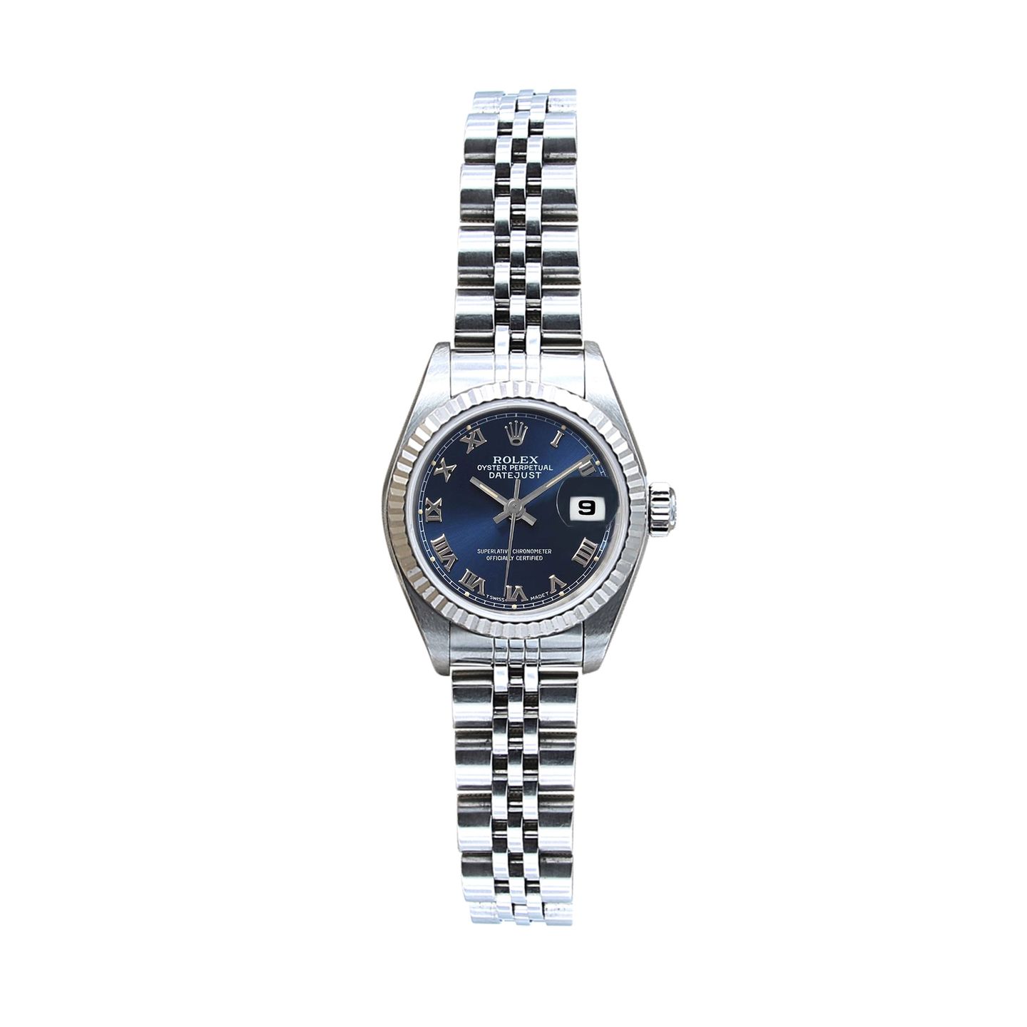 Rolex Lady-Datejust 69174 (Unknown (random serial)) - Blue dial 26 mm Steel case (1/8)