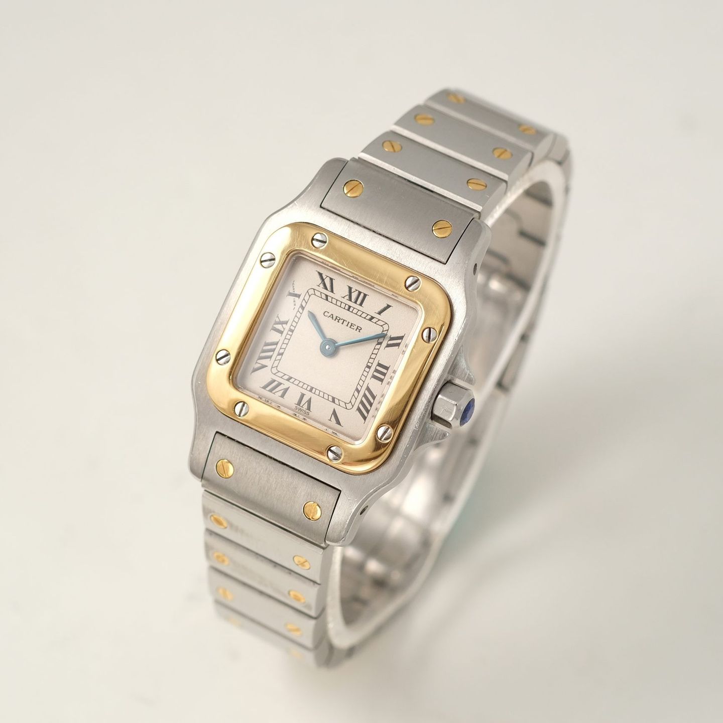 Cartier Santos Galbée 1567 (2000) - Champagne dial 35 mm Gold/Steel case (3/8)