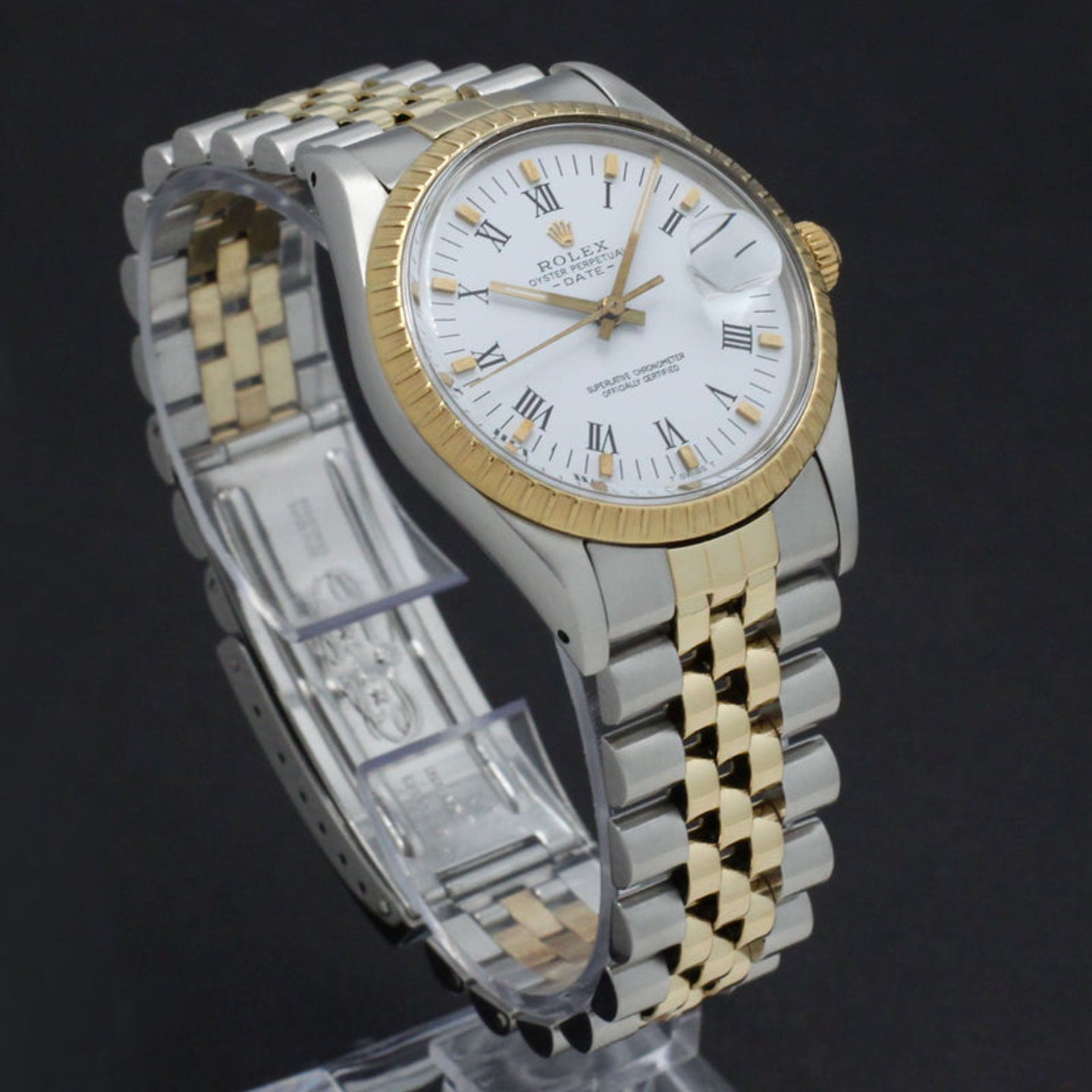 Rolex Oyster Perpetual Date 15053 (1981) - White dial 34 mm Gold/Steel case (5/7)