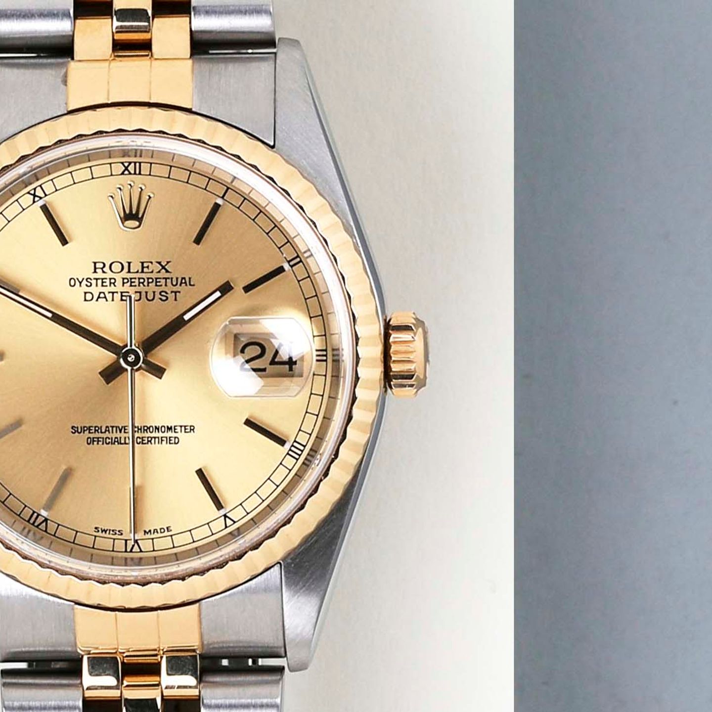 Rolex Datejust 36 16233 (2003) - Champagne wijzerplaat 36mm Goud/Staal (5/8)