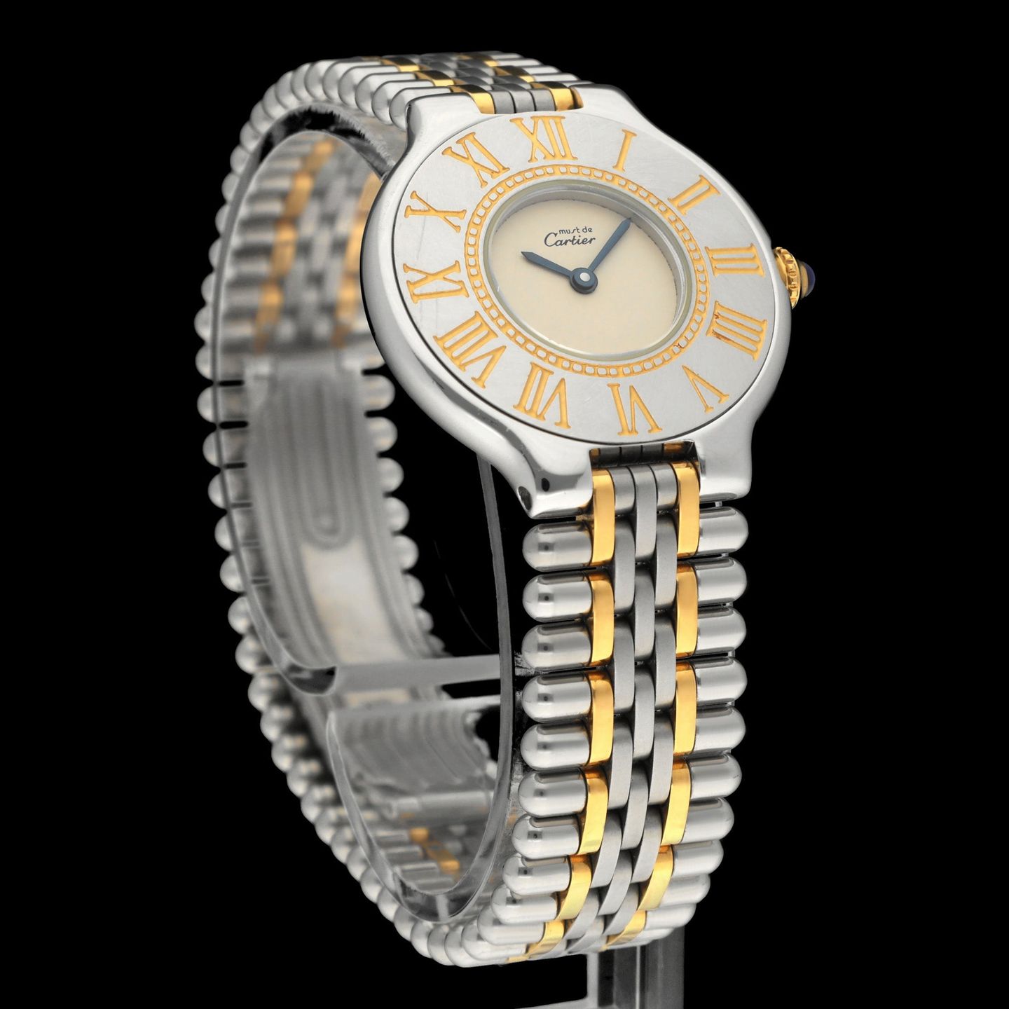 Cartier 21 Must de Cartier W10051F4 (1991) - Silver dial 28 mm Gold/Steel case (6/8)