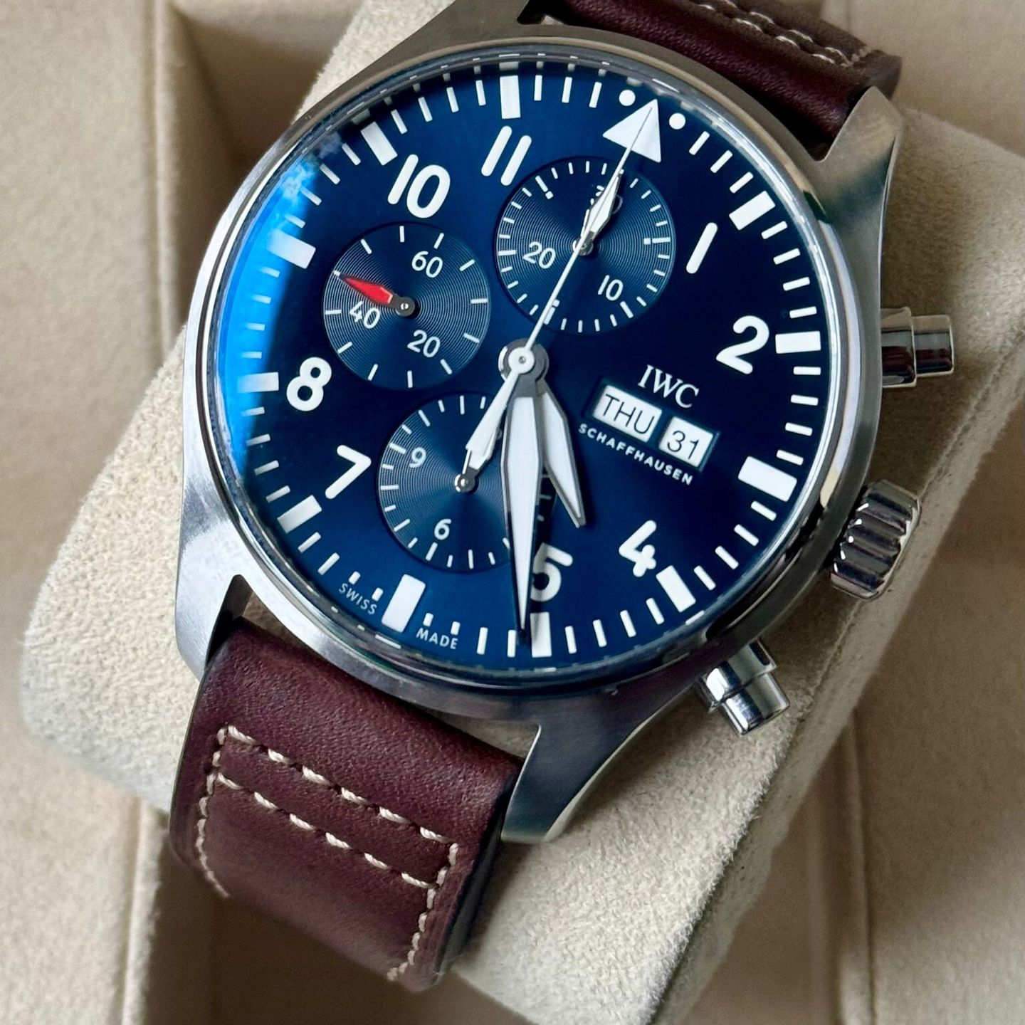 IWC Pilot Chronograph IW377714 (2019) - Blauw wijzerplaat 43mm Staal (3/7)