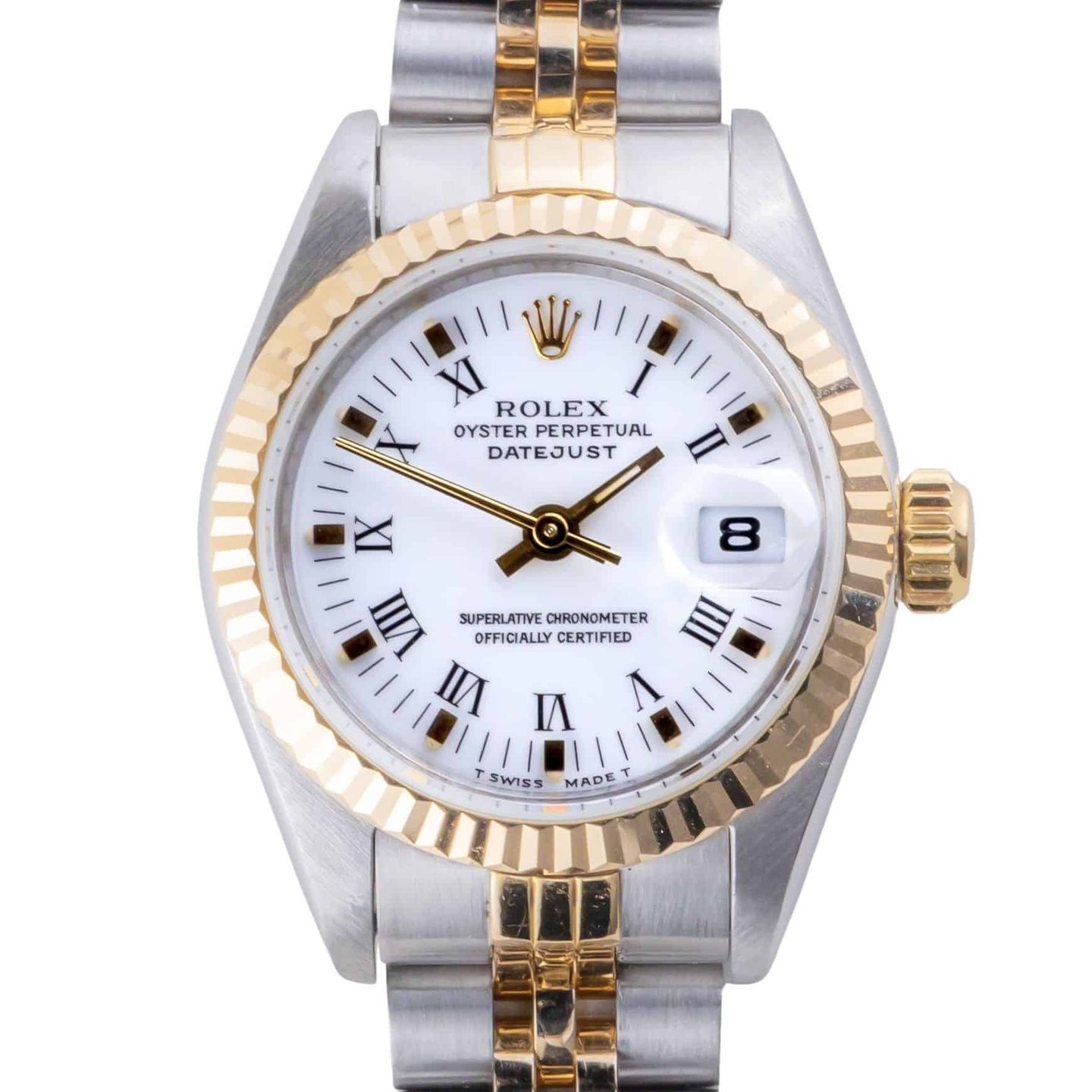 Rolex Lady-Datejust 69173 (1990) - White dial 26 mm Gold/Steel case (3/8)