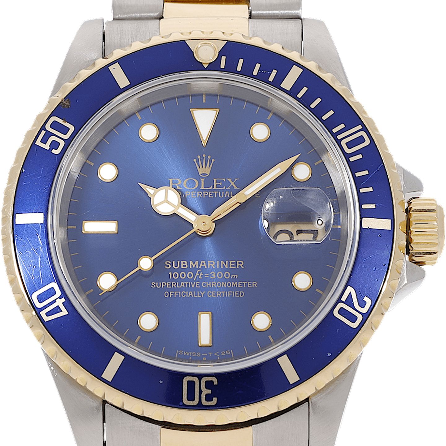 Rolex Submariner Date 16613 (Unknown (random serial)) - Blue dial 40 mm Gold/Steel case (1/5)