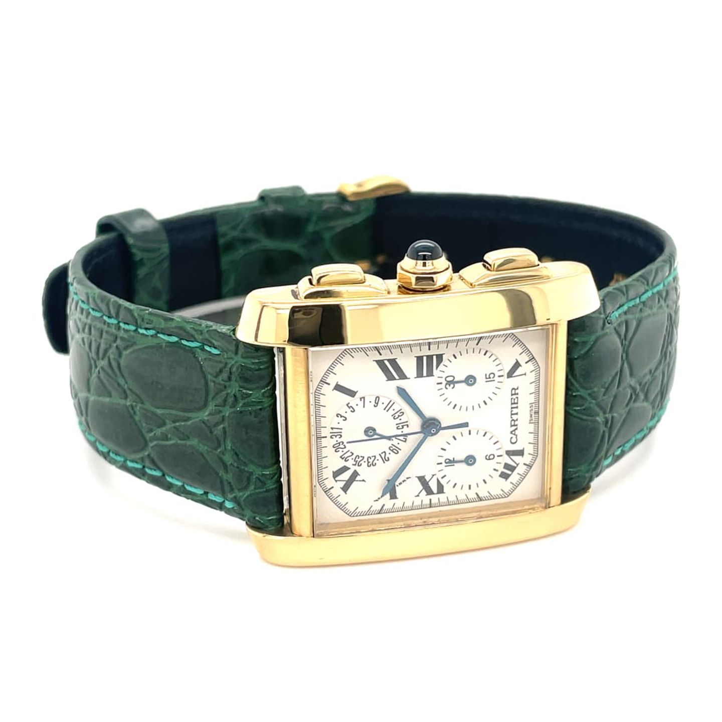 Cartier Tank Française 1830 (2000) - Silver dial 28 mm Yellow Gold case (2/8)