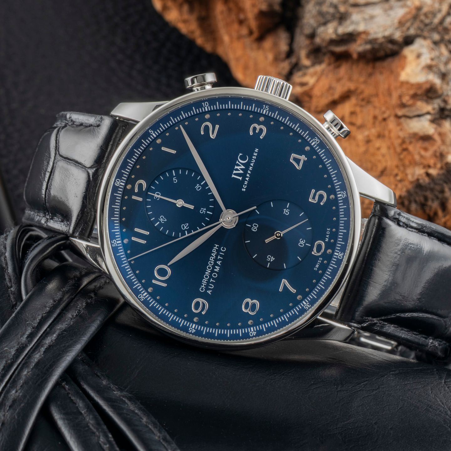 IWC Portuguese Chronograph IW371606 (Unknown (random serial)) - Blue dial 41 mm Steel case (2/8)