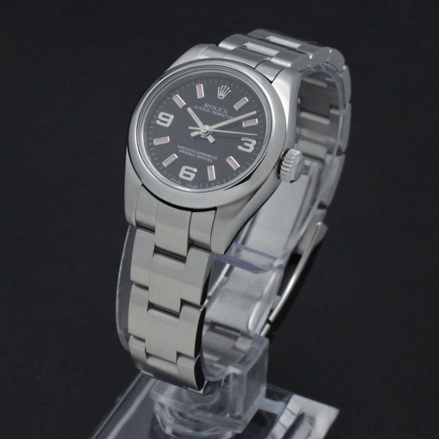 Rolex Oyster Perpetual 26 176200 (2010) - Zwart wijzerplaat 26mm Staal (2/7)