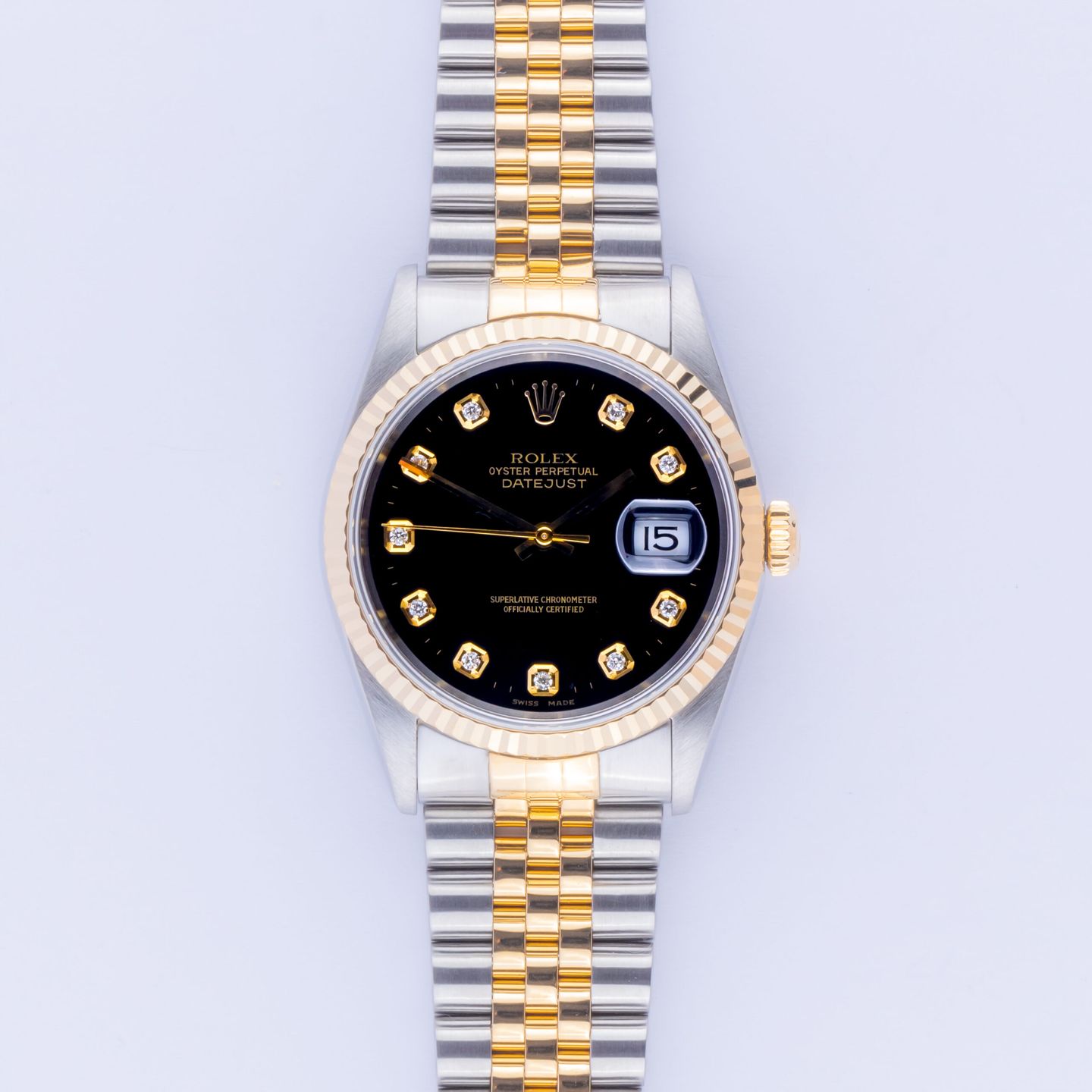 Rolex Datejust 36 16233 (2000) - Zwart wijzerplaat 36mm Goud/Staal (3/8)