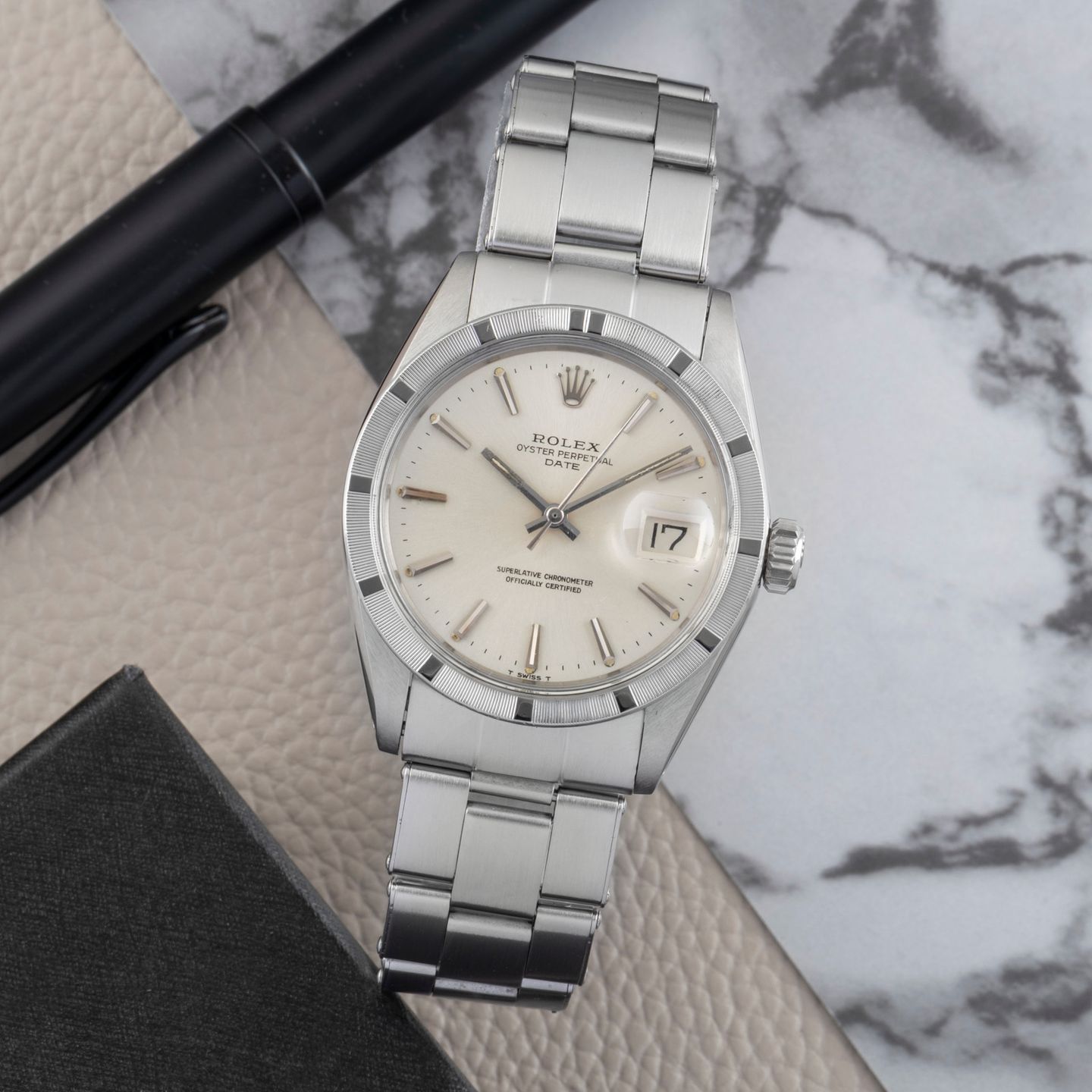 Rolex Oyster Perpetual Date 1501 (1969) - Zilver wijzerplaat 34mm Staal (1/8)