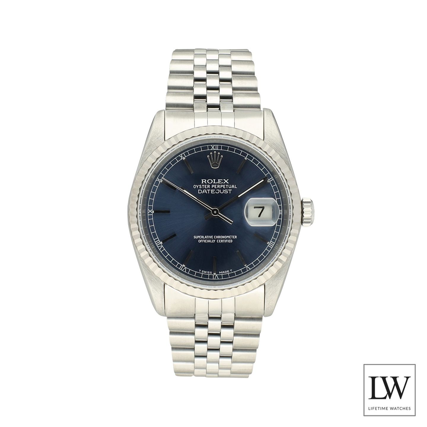 Rolex Datejust 36 16234 (1991) - Blauw wijzerplaat 36mm Staal (3/8)