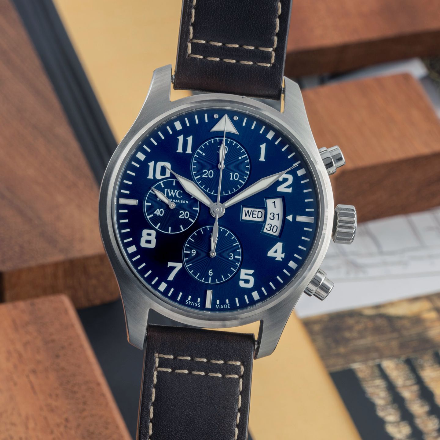 IWC Pilot Chronograph IW377706 (Onbekend (willekeurig serienummer)) - Blauw wijzerplaat 43mm Staal (3/8)