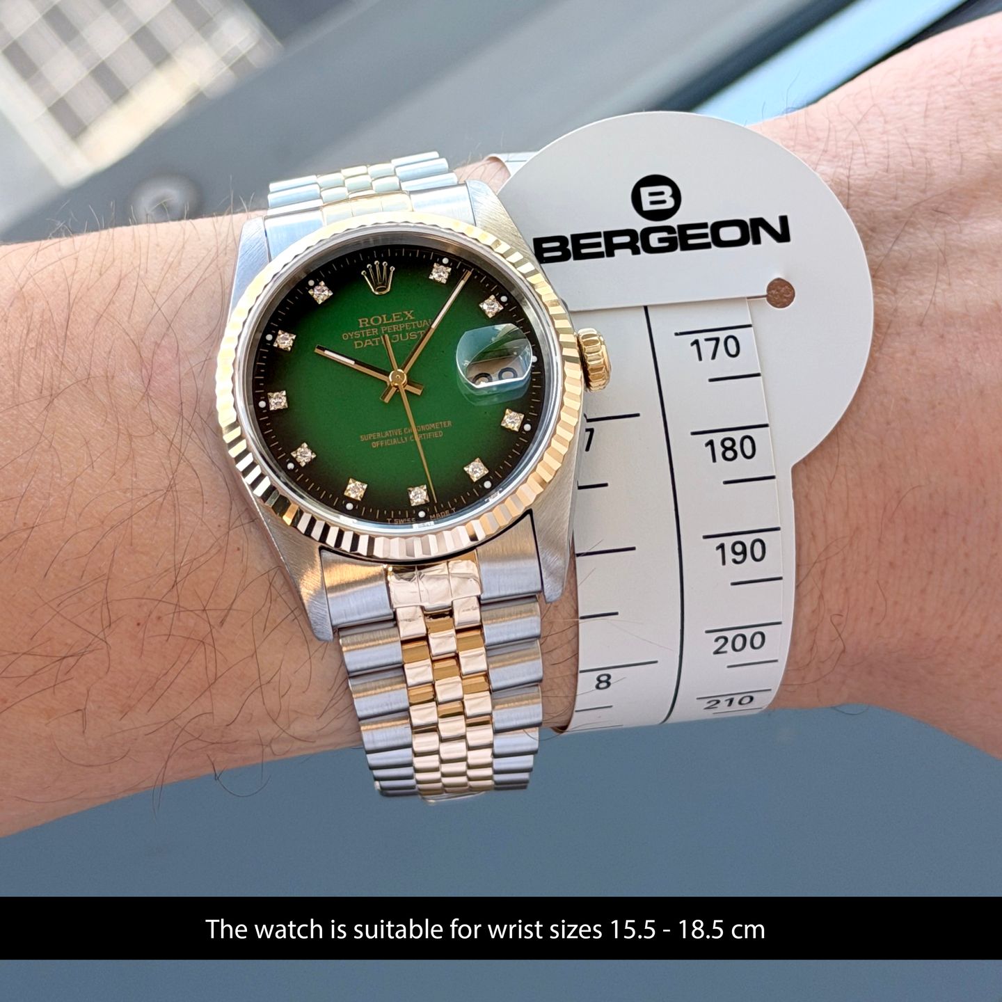 Rolex Datejust 36 16233 (1988) - Green dial 36 mm Gold/Steel case (2/8)