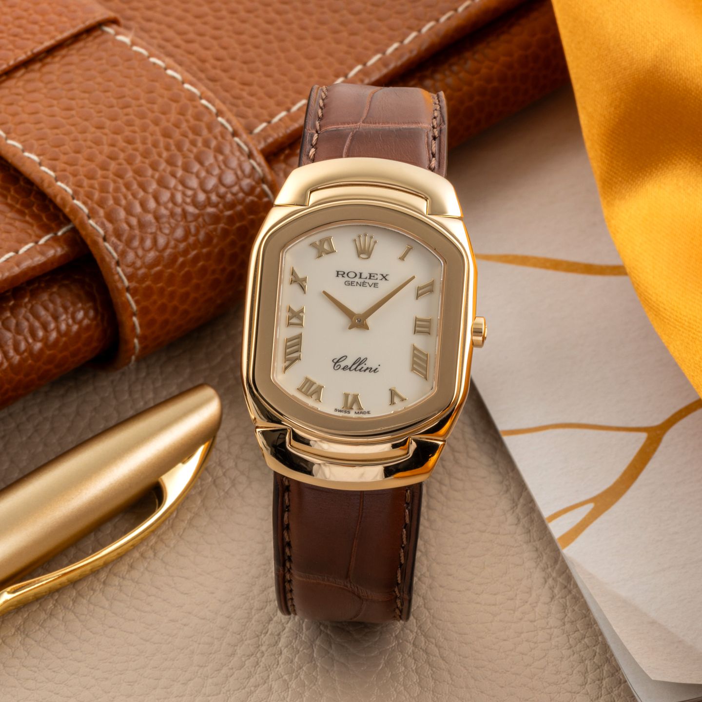 Rolex Cellini 6633 (Onbekend (willekeurig serienummer)) - Zilver wijzerplaat 29mm Geelgoud (1/8)