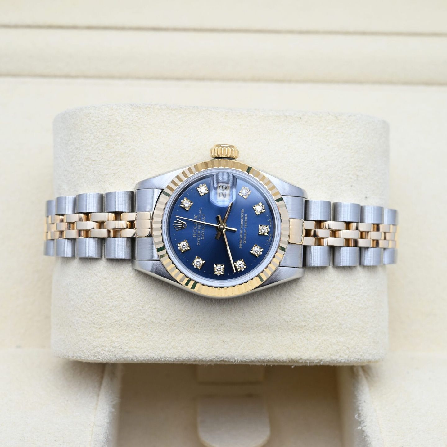 Rolex Lady-Datejust 69173 (1988) - Blauw wijzerplaat 26mm Goud/Staal (5/7)