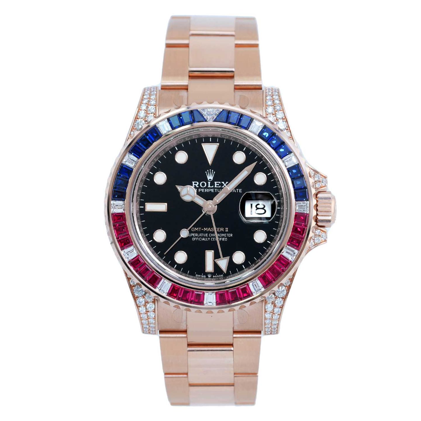 Rolex GMT-Master II 126755SARU (Onbekend (willekeurig serienummer)) - Zwart wijzerplaat 40mm Roségoud (1/7)