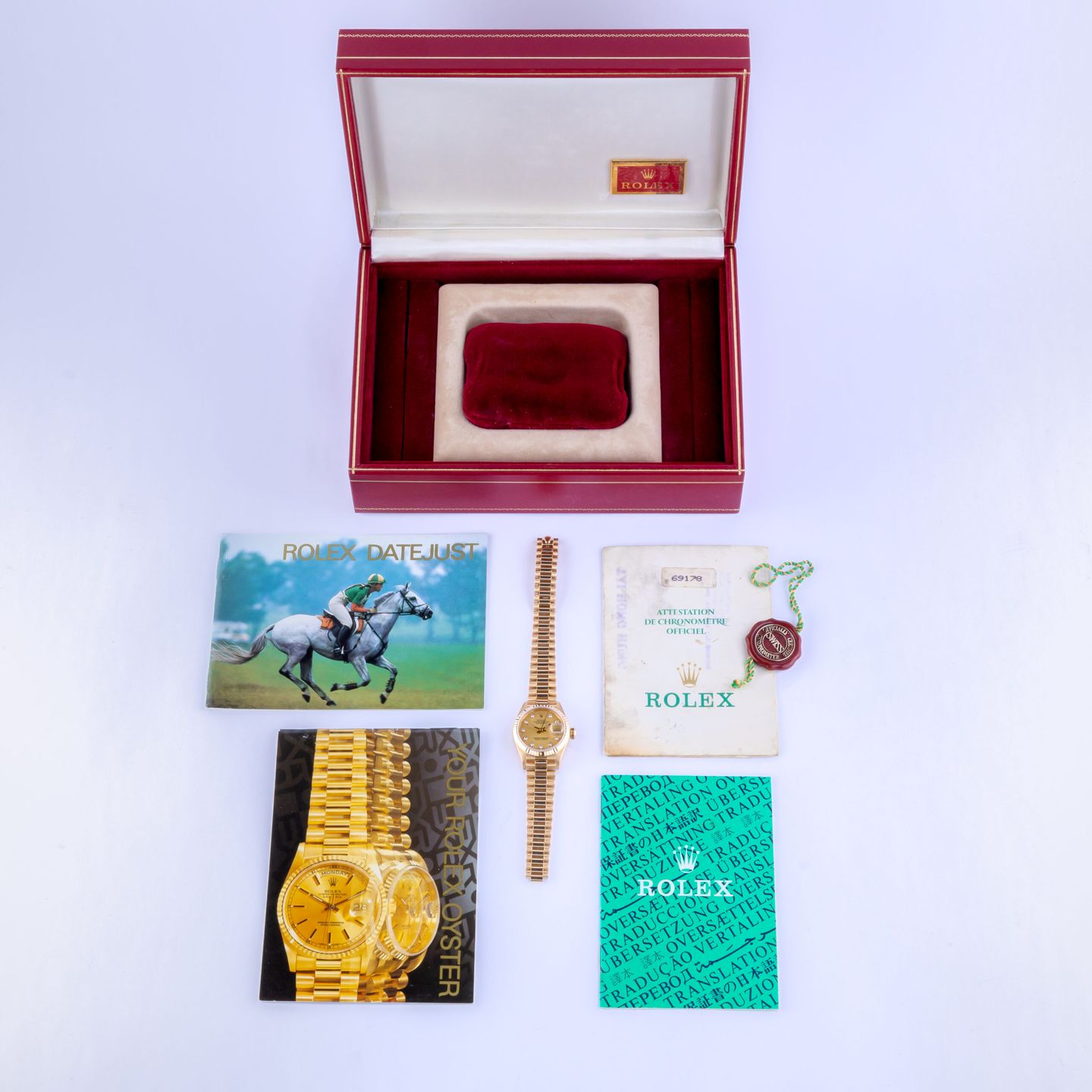 Rolex Lady-Datejust 69178 (1987) - Champagne dial 26 mm Yellow Gold case (8/8)