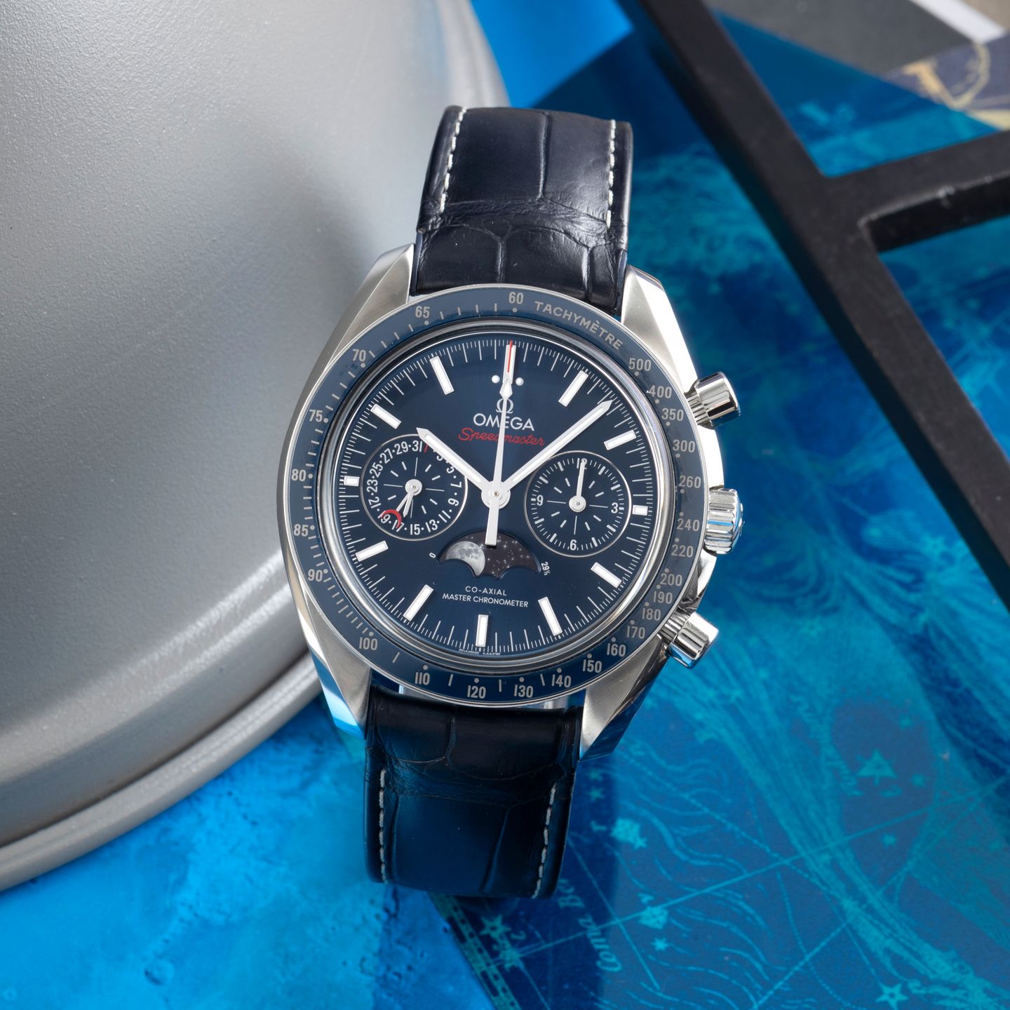 Omega Speedmaster Professional Moonwatch Moonphase 304.33.44.52.03.001 (Onbekend (willekeurig serienummer)) - Blauw wijzerplaat 44mm Staal (1/8)