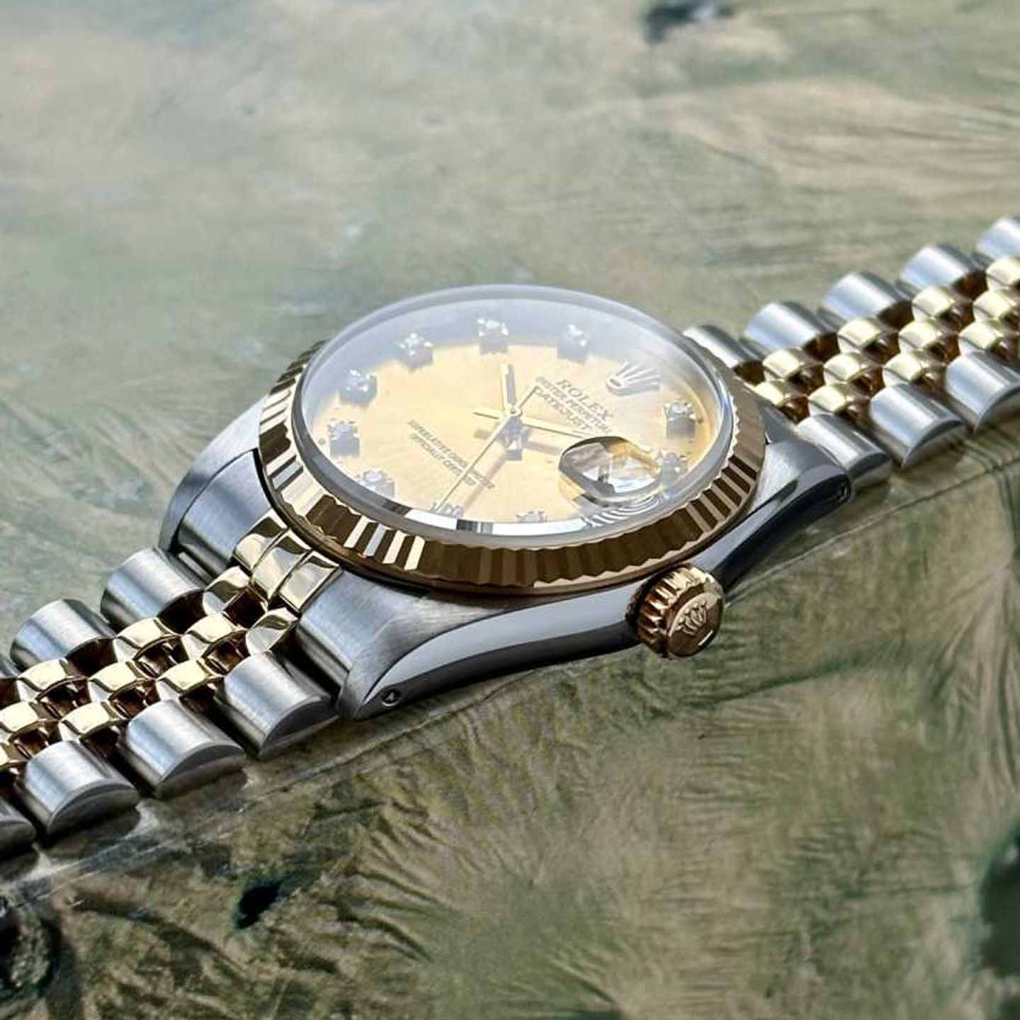 Rolex Datejust 31 68273 (1988) - Gold dial 31 mm Gold/Steel case (7/8)