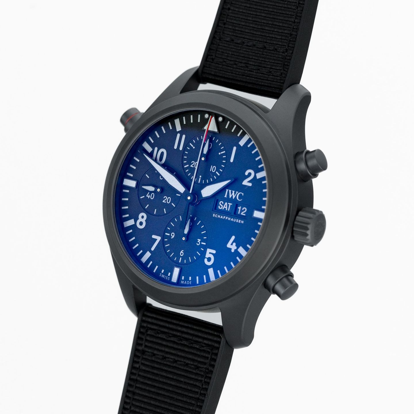 IWC Pilot Double Chronograph IW371815 (2020) - Zwart wijzerplaat 44mm Titanium (2/7)
