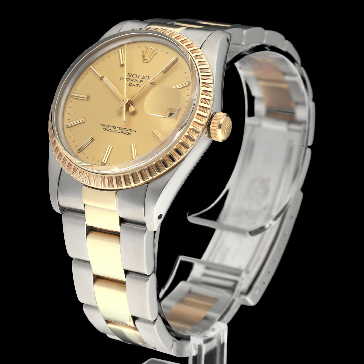 Rolex Oyster Perpetual Date 15053 (1982) - Champagne dial 34 mm Gold/Steel case (4/7)