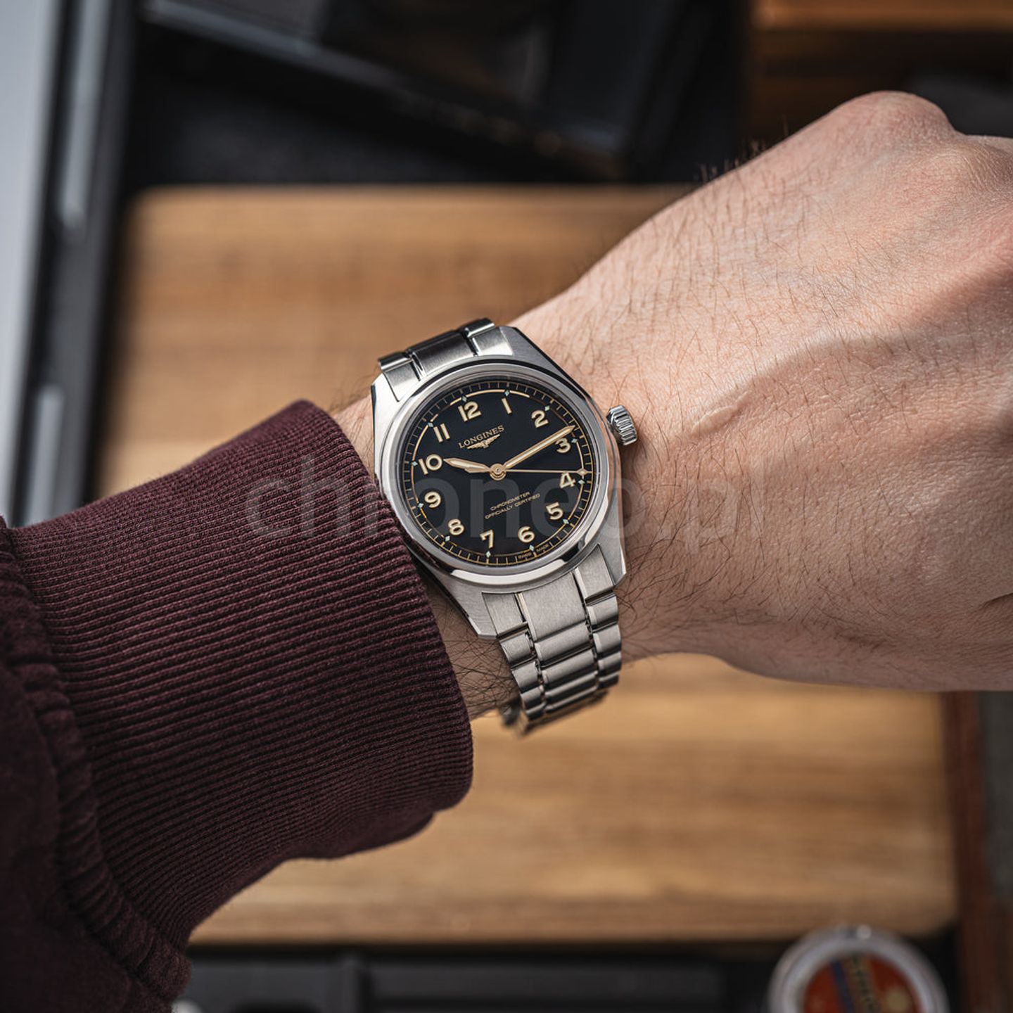 Longines Spirit L3.809.4.53.6 (2026) - Zwart wijzerplaat 40mm Staal (4/8)