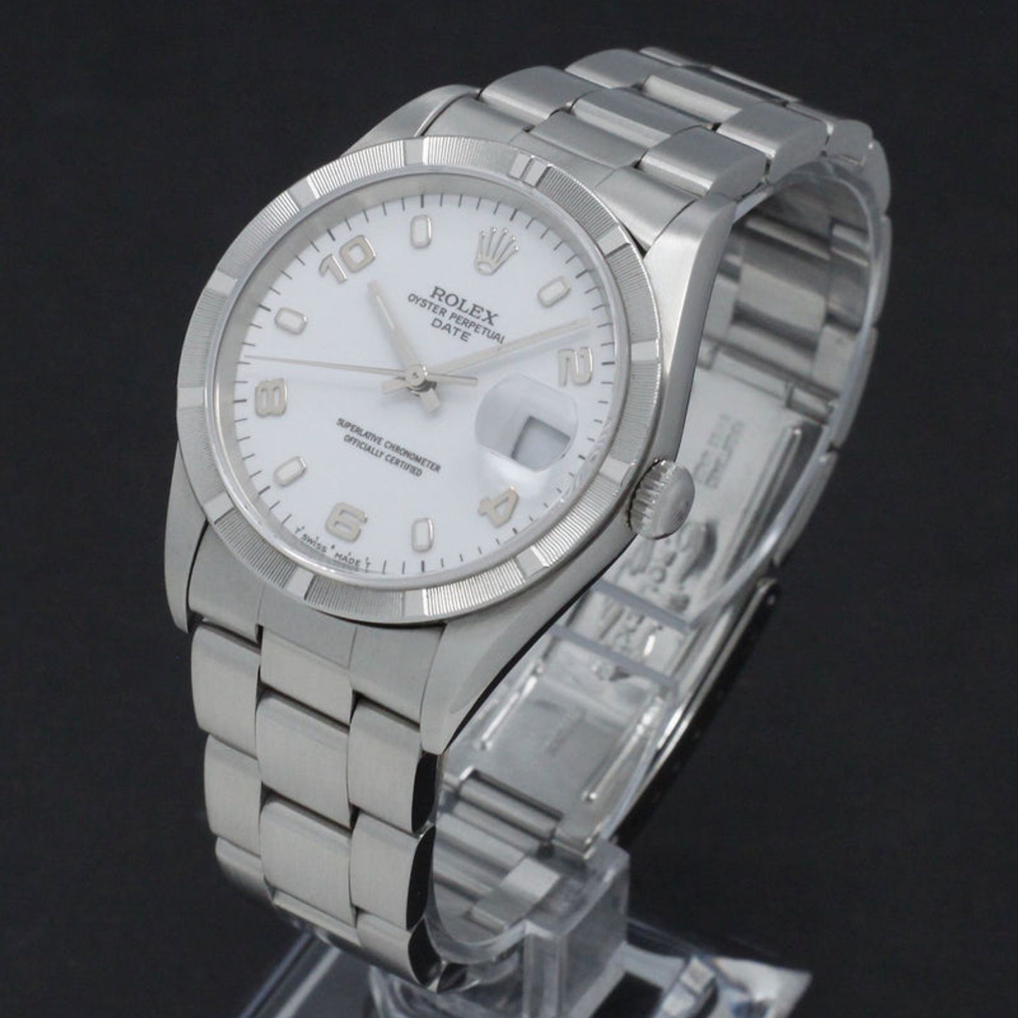 Rolex Oyster Perpetual Date 15210 (2003) - Wit wijzerplaat 34mm Staal (2/8)
