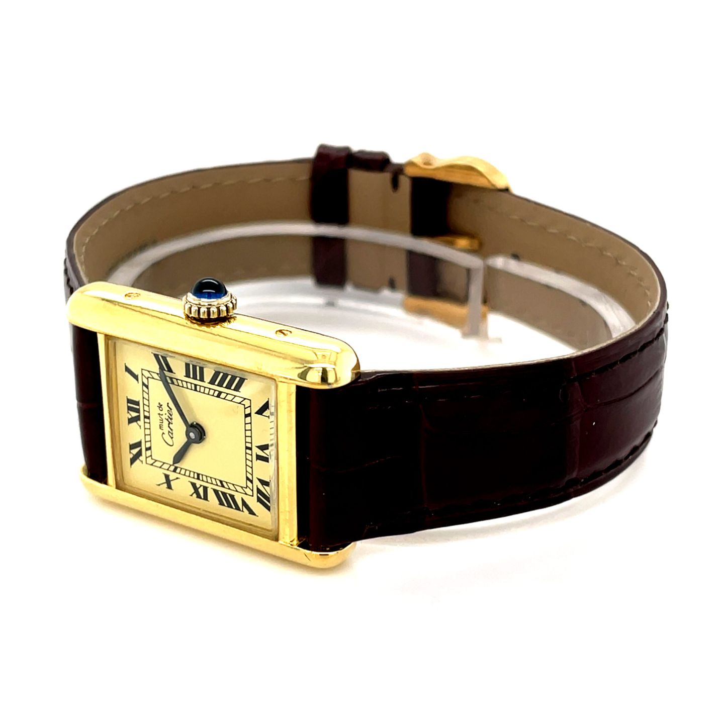 Cartier Tank Vermeil Cartier Tank Vermeil SM (Unknown (random serial)) - Yellow dial 28 mm Silver case (4/8)