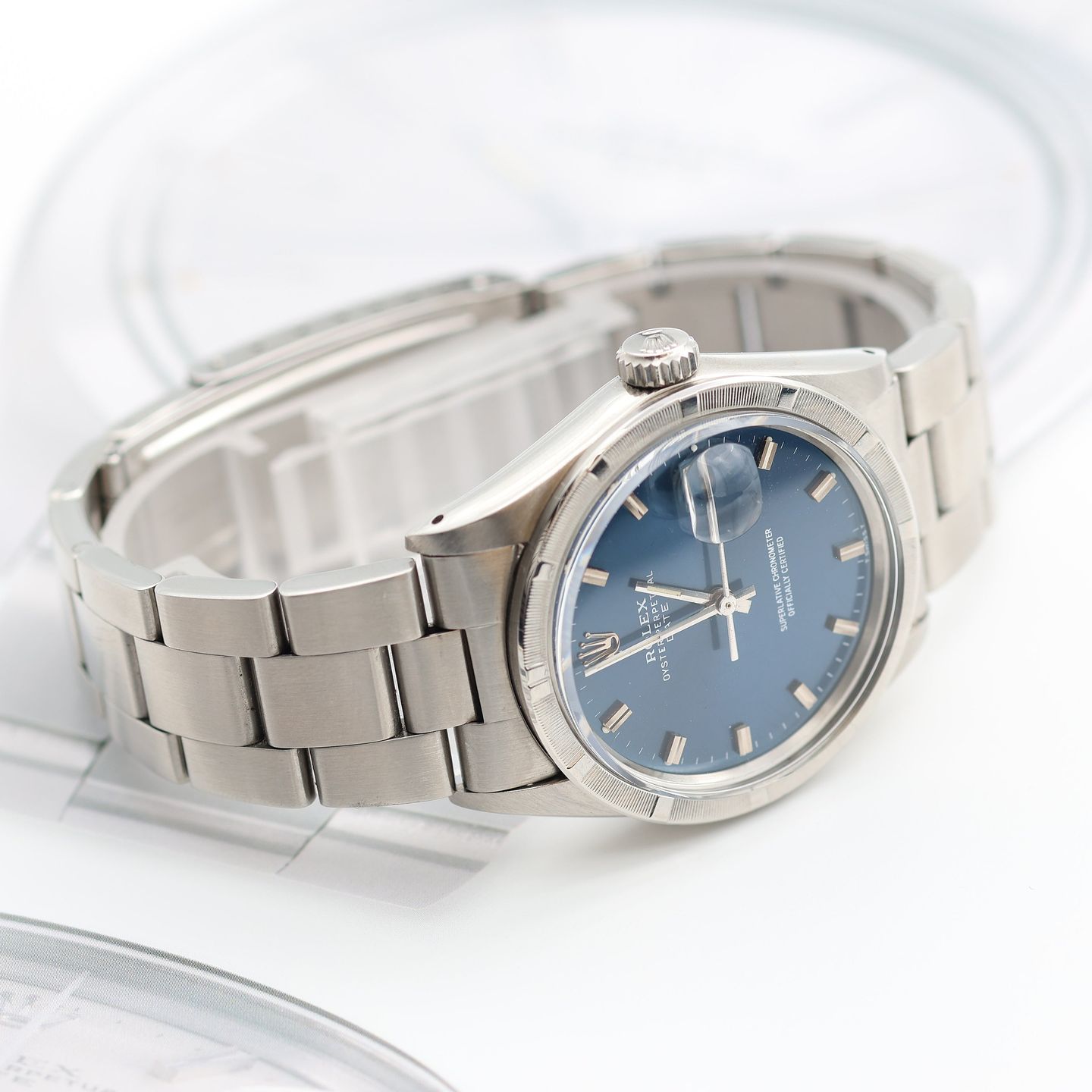 Rolex Oyster Perpetual Date 1501 (Unknown (random serial)) - Blue dial 34 mm Steel case (4/8)