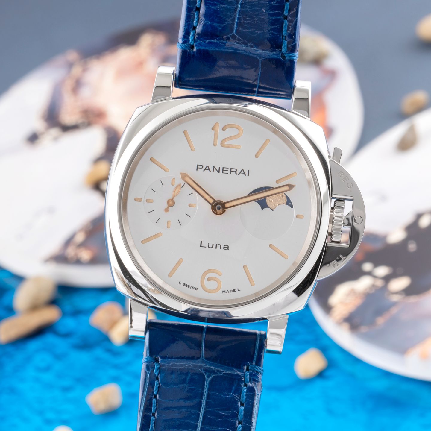 Panerai Luminor Due Luna PAM01180 (Onbekend (willekeurig serienummer)) - Wit wijzerplaat 38mm Staal (3/8)