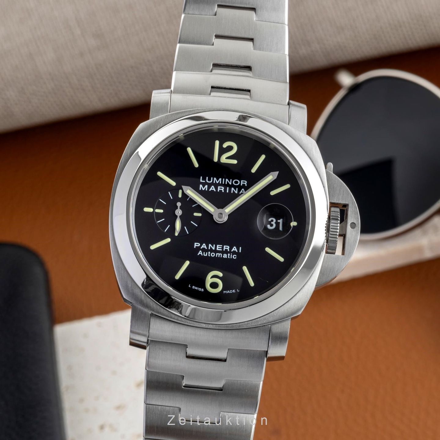 Panerai Luminor Marina Automatic PAM00299 (Onbekend (willekeurig serienummer)) - Zwart wijzerplaat 44mm Staal (1/8)