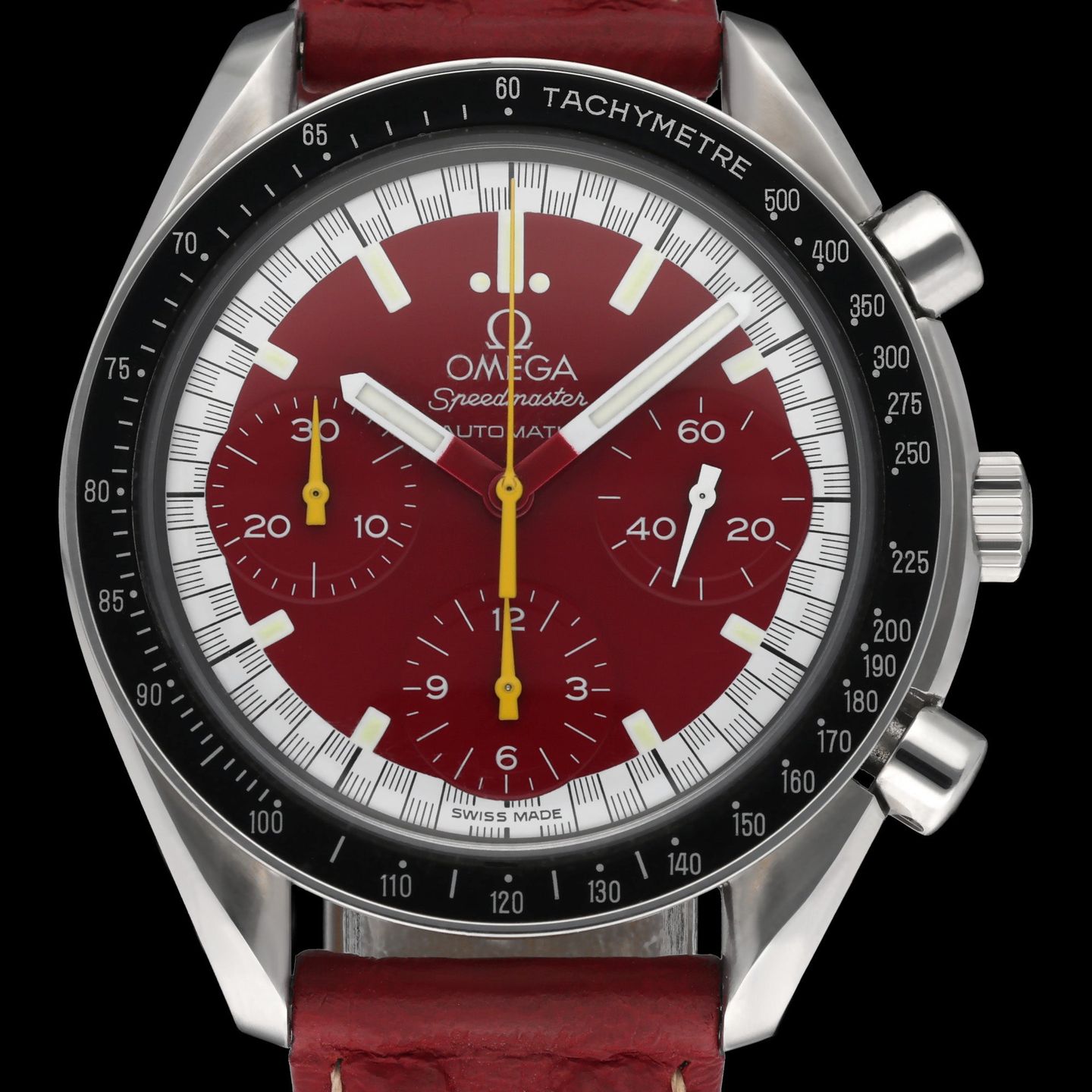 Omega Speedmaster Reduced 3810.61.41 (1998) - Red dial 39 mm Steel case (1/8)