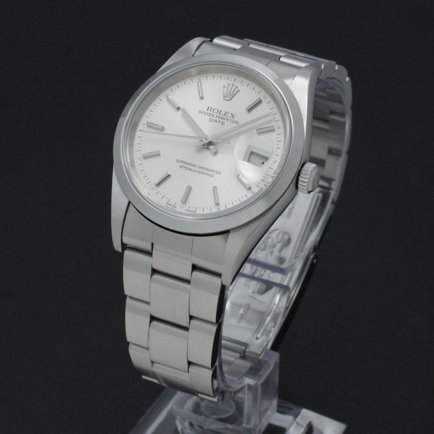 Rolex Oyster Perpetual Date 15200 (2002) - Zilver wijzerplaat 34mm Staal (2/7)