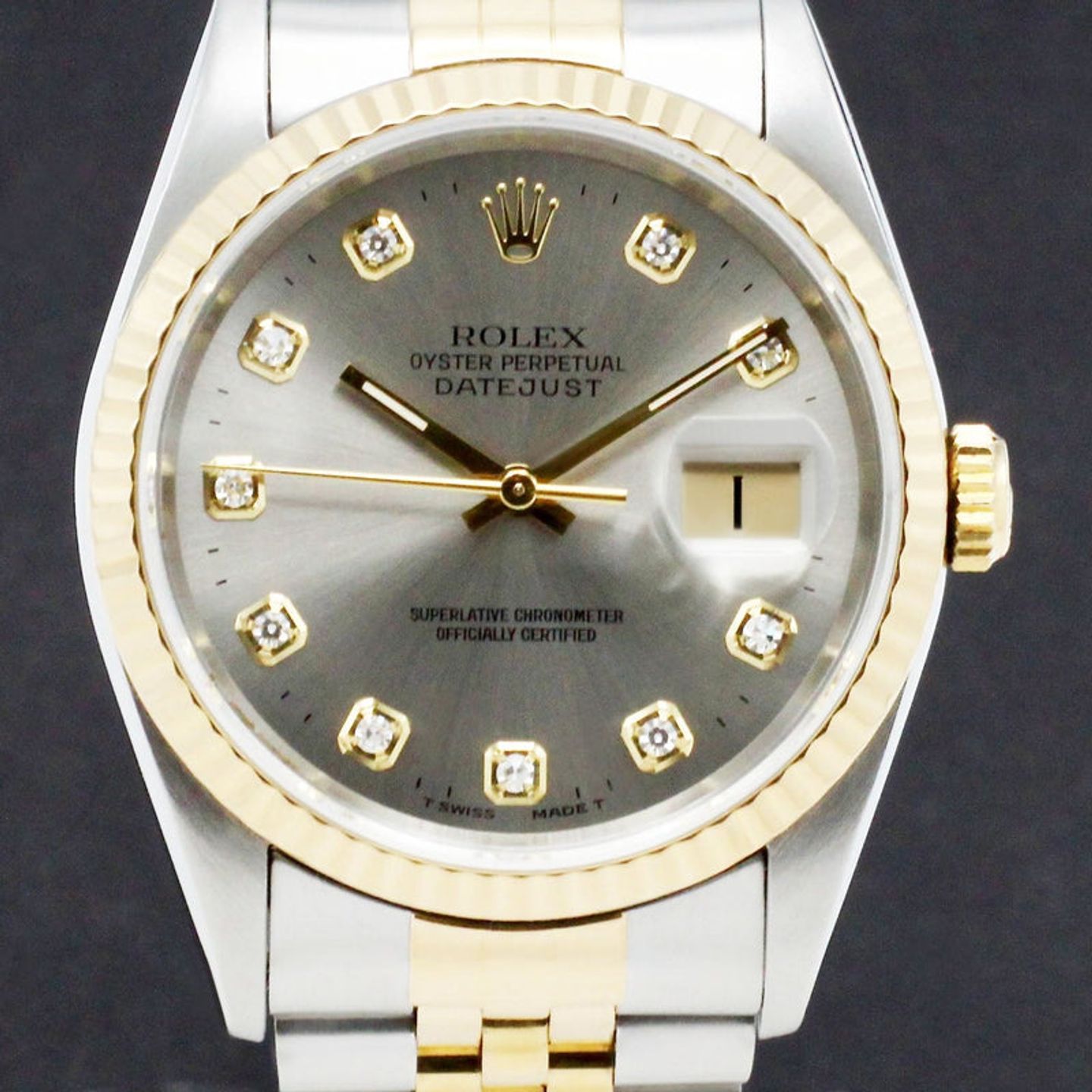 Rolex Datejust 36 16233 (1997) - Grey dial 36 mm Gold/Steel case (1/7)