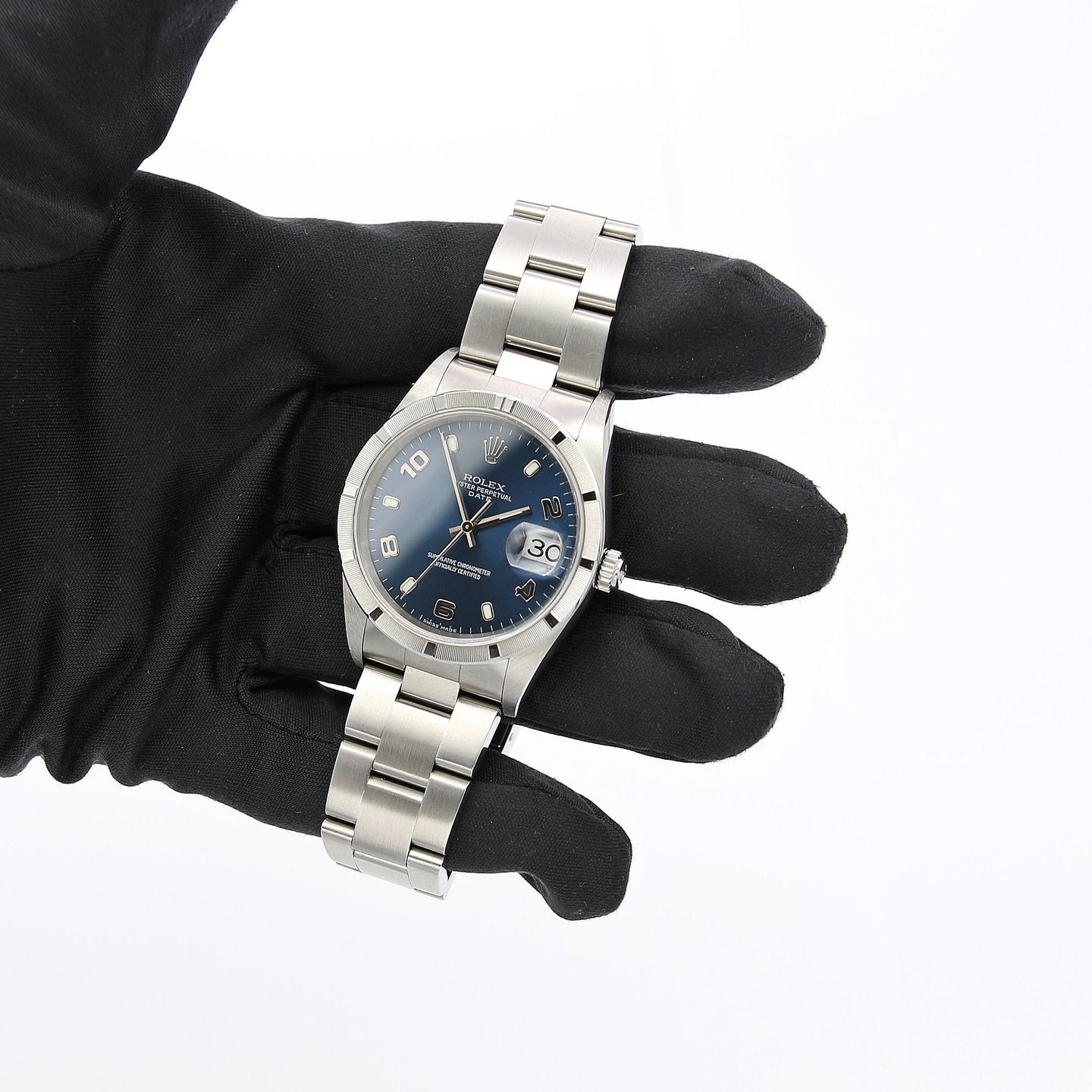 Rolex Oyster Perpetual Date 15210 (Onbekend (willekeurig serienummer)) - Blauw wijzerplaat 34mm Staal (2/7)