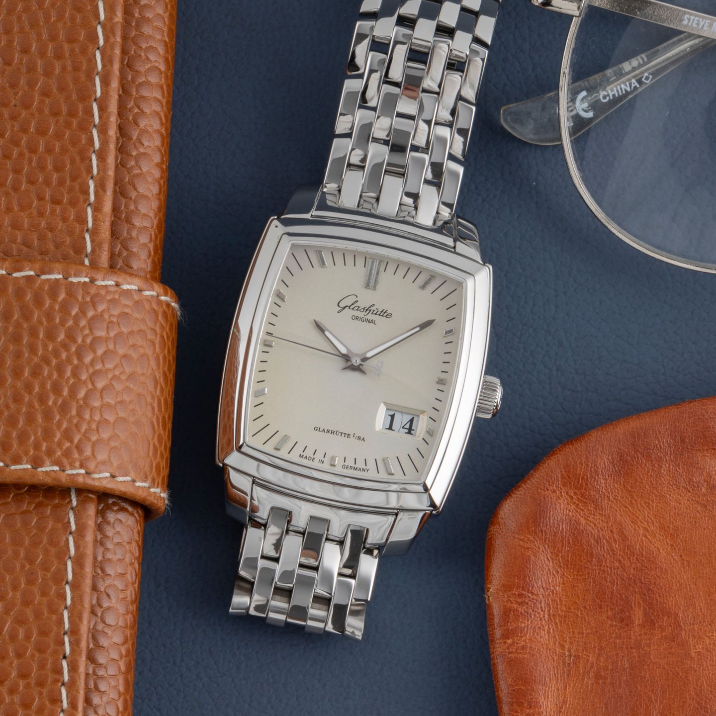 Glashütte Original Senator Karrée 1-39-42-53-52-14 (Onbekend (willekeurig serienummer)) - Zilver wijzerplaat 40mm Staal (1/8)