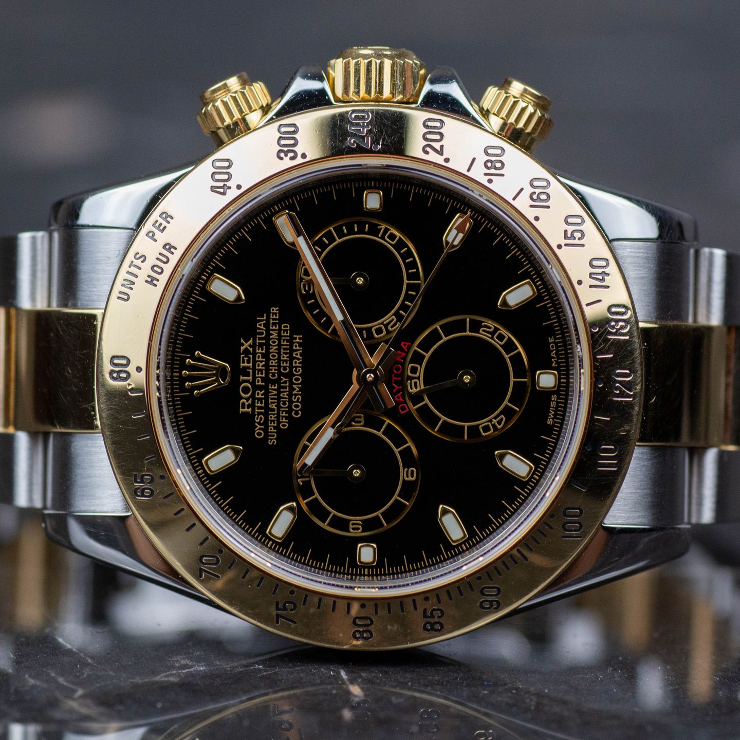 Rolex Daytona 116523 (2007) - Zwart wijzerplaat 40mm Goud/Staal (1/8)