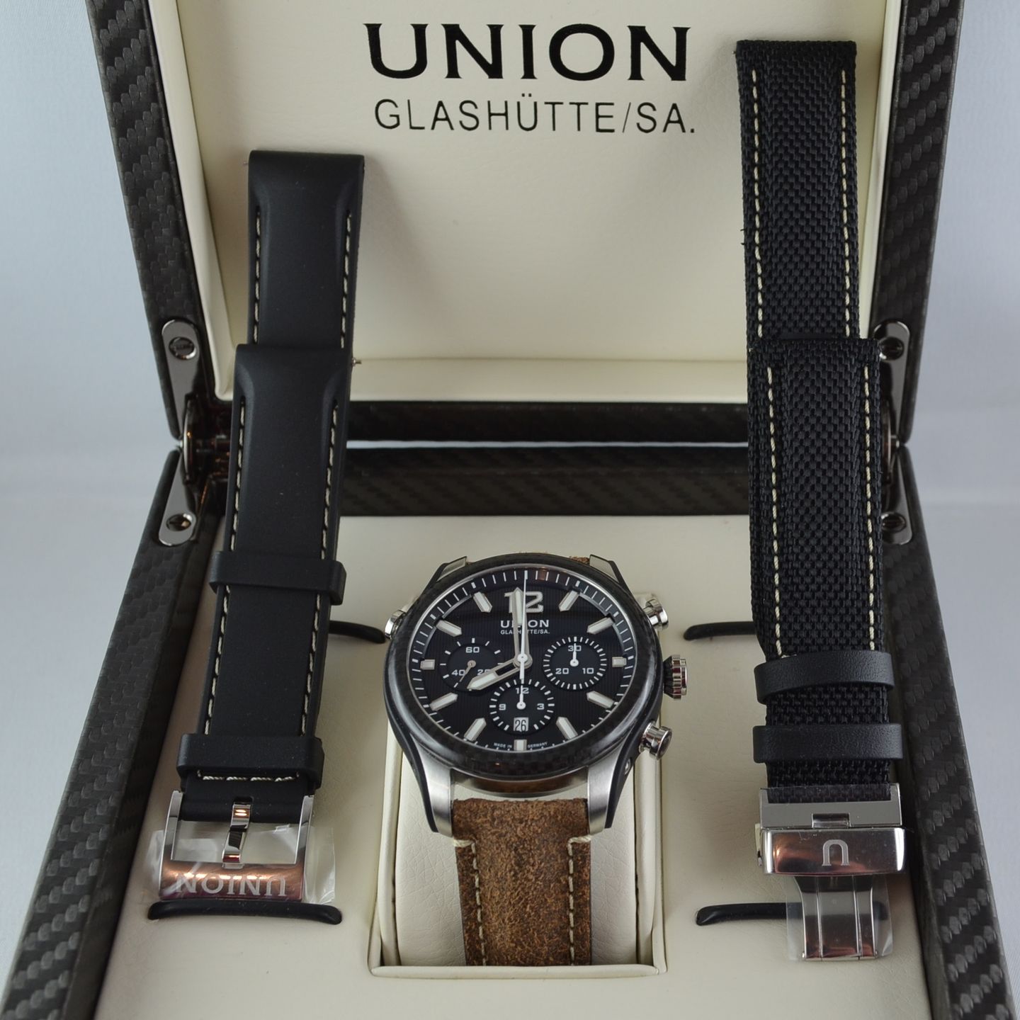 Union Glashütte Belisar Chronograph D009.927.26.207.00 (Unknown (random serial)) - Black dial 44 mm Steel case (5/5)